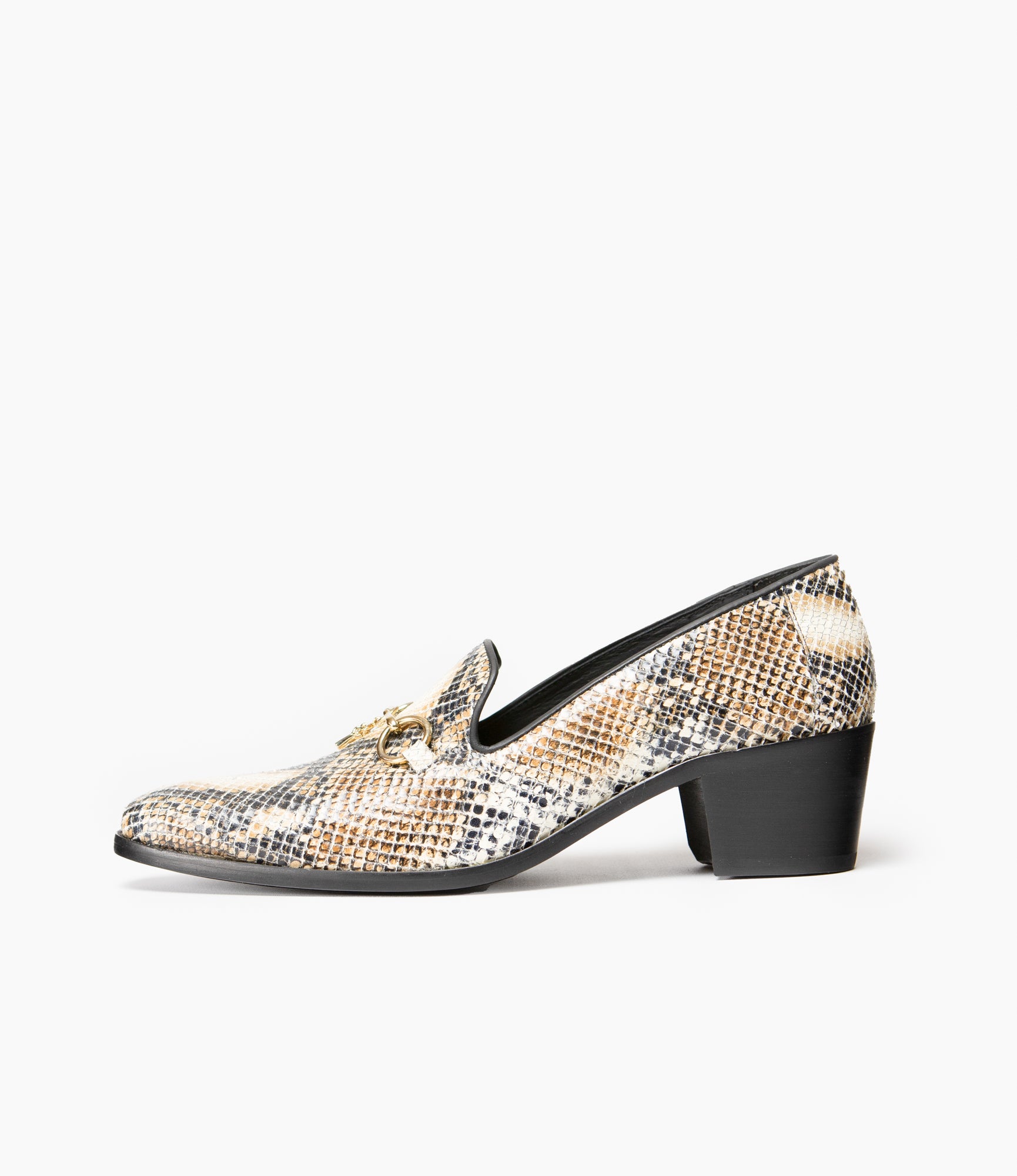 Tassel Bit Heeled Opera Shoe – Python Leather