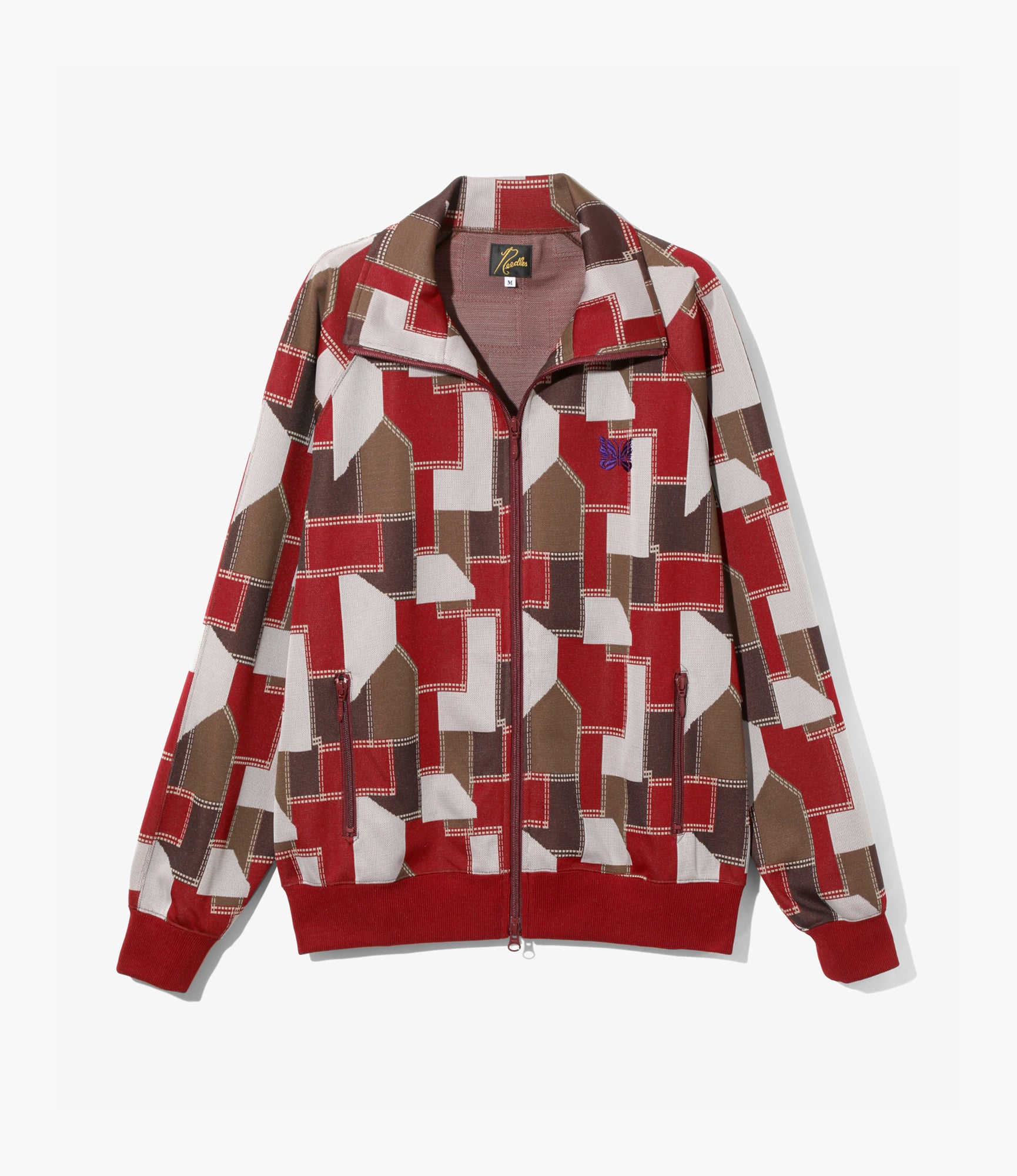 Track Jacket – Red Patchwork Jacquard
