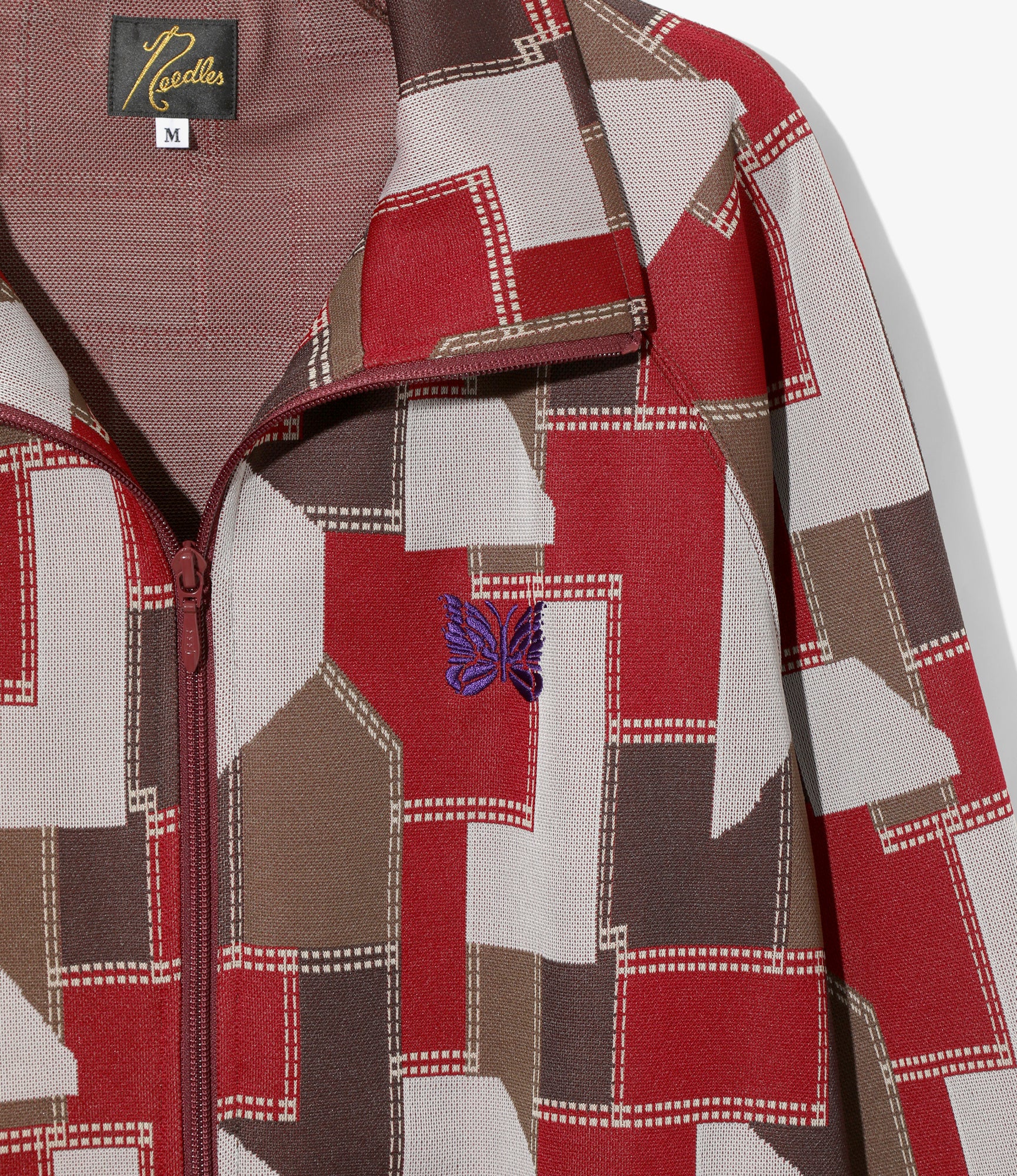 Track Jacket – Red Patchwork Jacquard