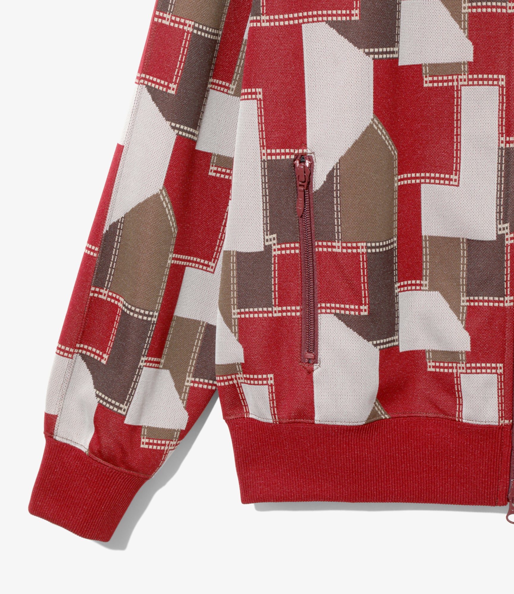 Track Jacket – Red Patchwork Jacquard
