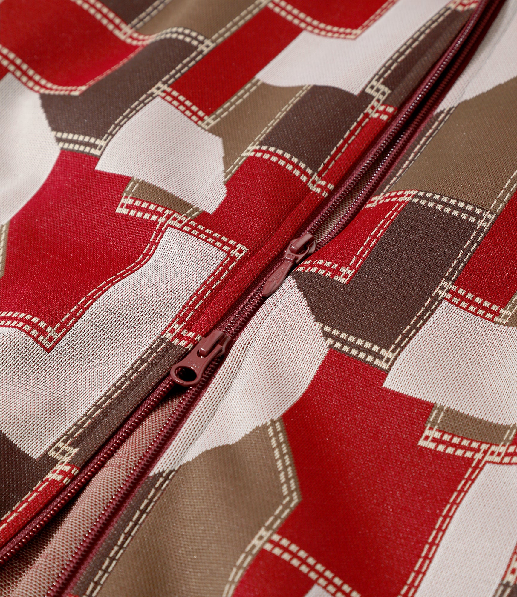 Track Jacket – Red Patchwork Jacquard