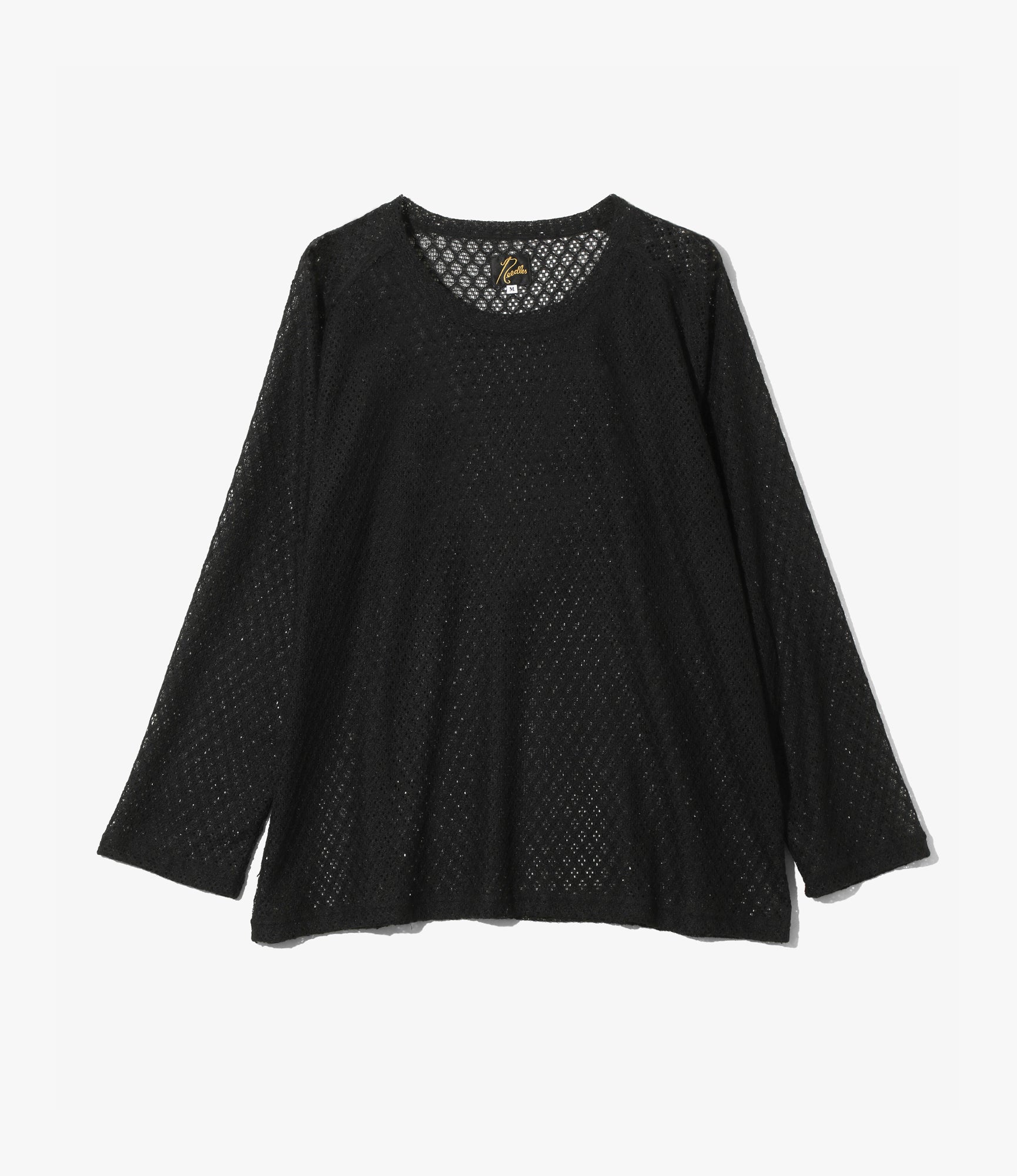 Long Sleeve U-Neck T-Shirt – Black Raschel Lace