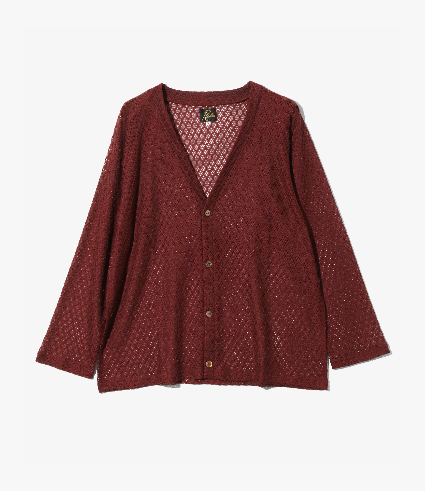 V-Neck Cardigan – Burgundy Raschel Lace