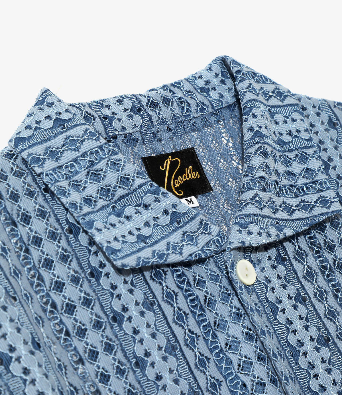Widespread Collar Short Sleeve Shirt – Blue Raschel Lace | Needles 
