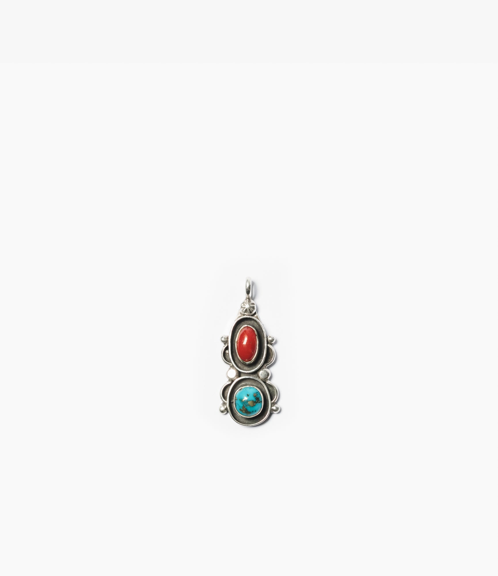 Navajo Twin Stone Pendant – Turquoise/Coral