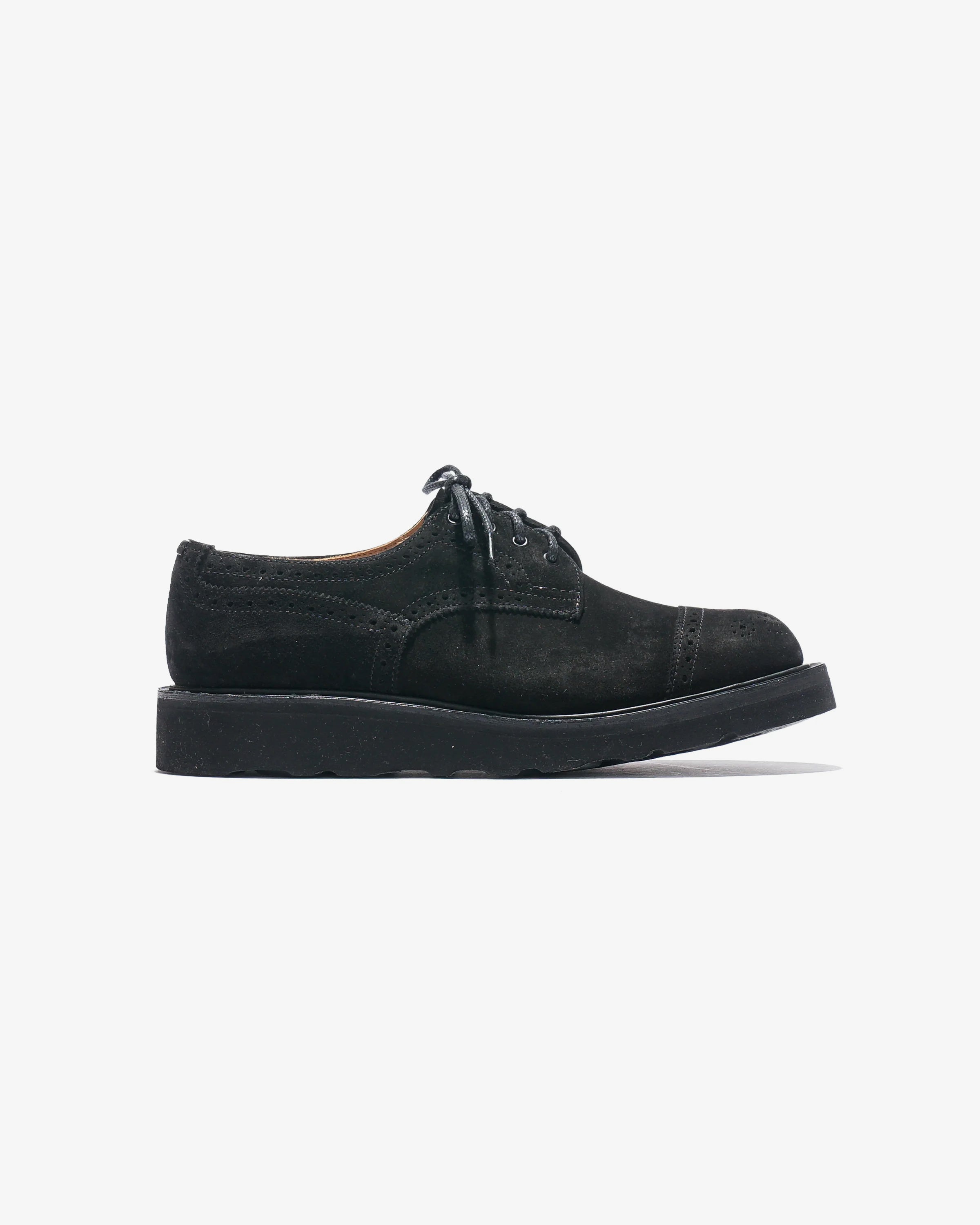 Tricker's x Nepenthes Asymmetric Gibson Brogues - Moreflex Sole - Black Suede – Tricker's x Nepenthes – Nepenthes London