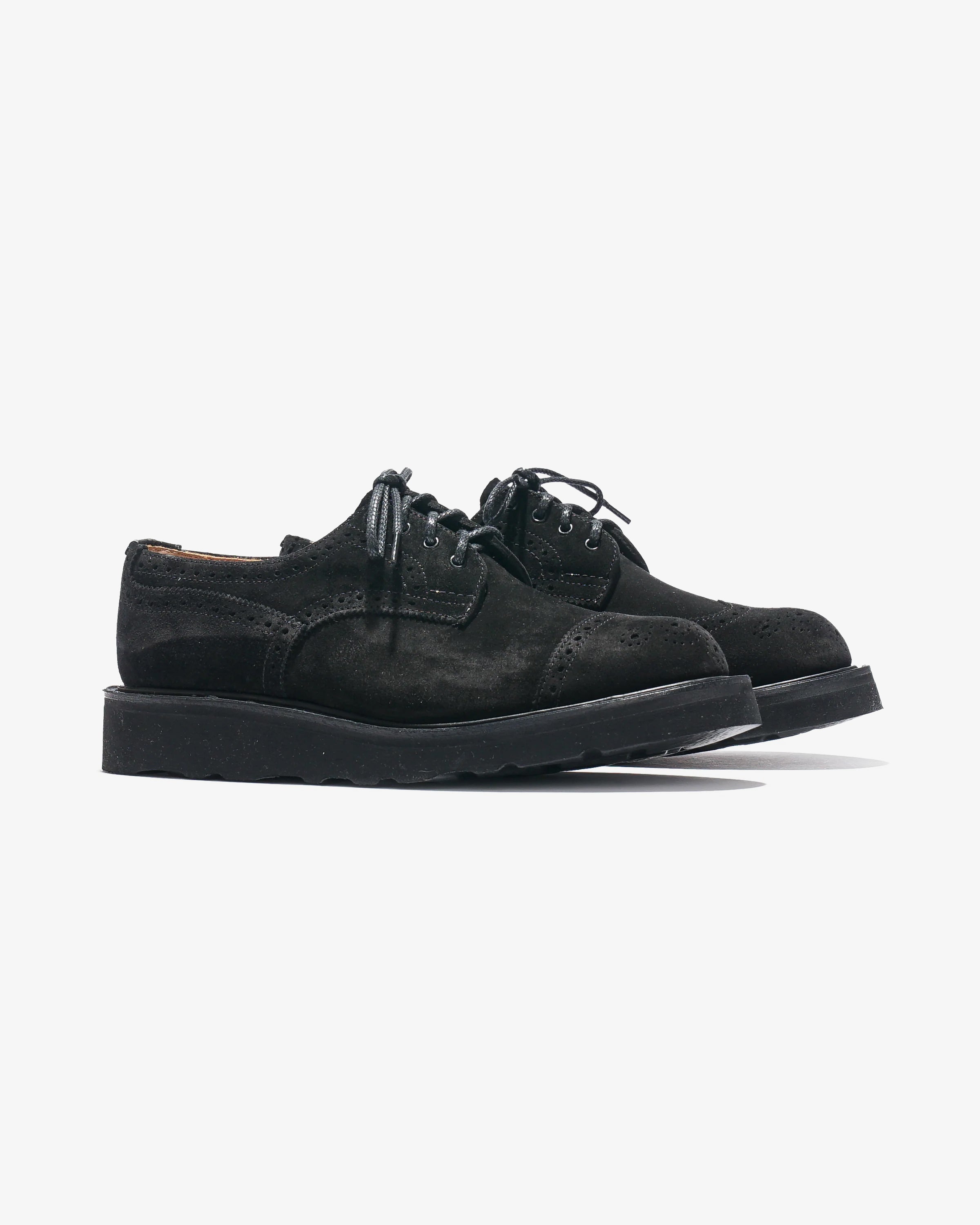 Tricker's x Nepenthes Asymmetric Gibson Brogues - Moreflex Sole - Black Suede – Tricker's x Nepenthes – Nepenthes London