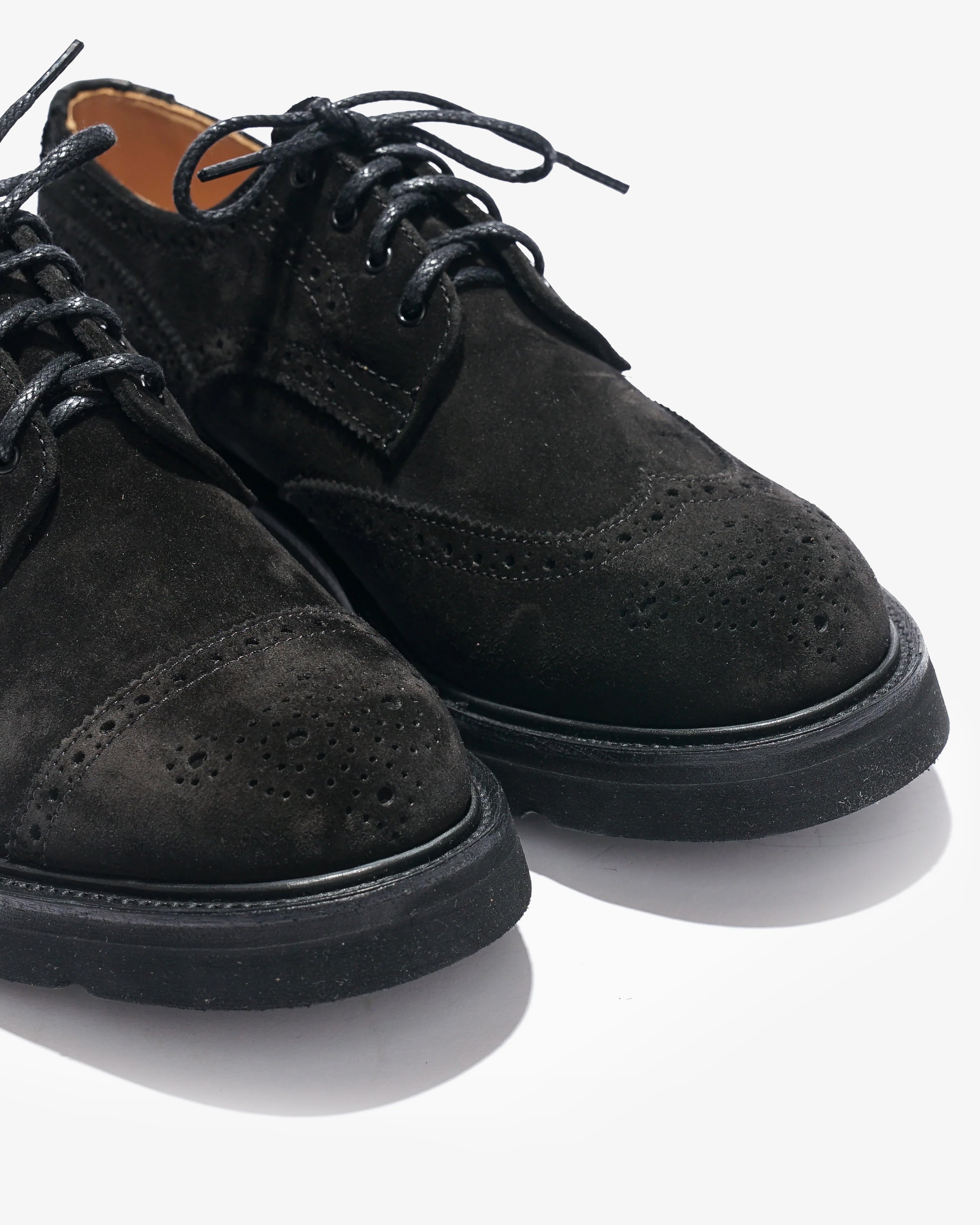 Tricker's x Nepenthes Asymmetric Gibson Brogues - Moreflex Sole - Black Suede – Tricker's x Nepenthes – Nepenthes London