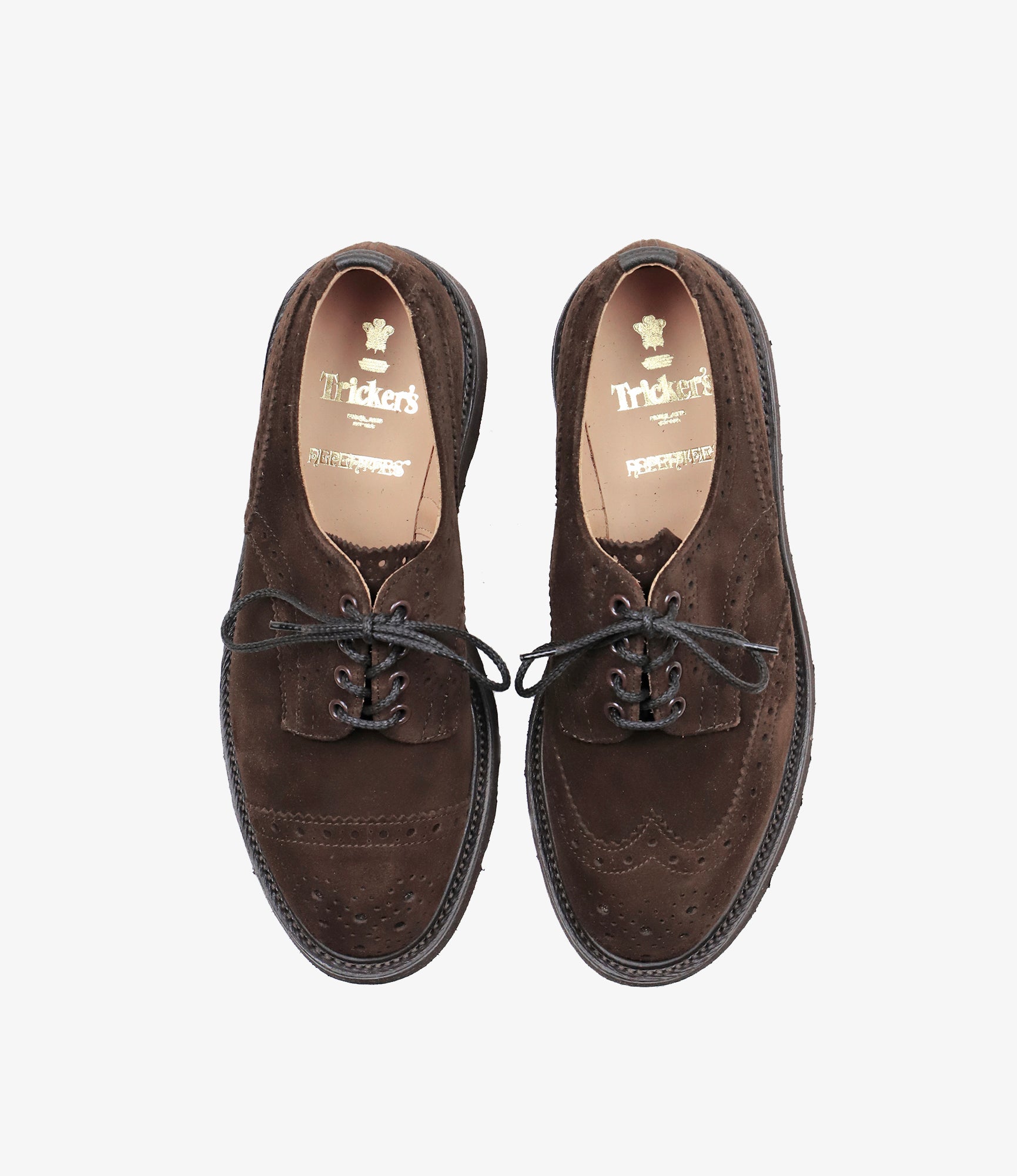 Tricker's x Nepenthes Asymmetric Gibson Brogues - Moreflex Sole - Brown Suede – Tricker's x Nepenthes – Nepenthes London