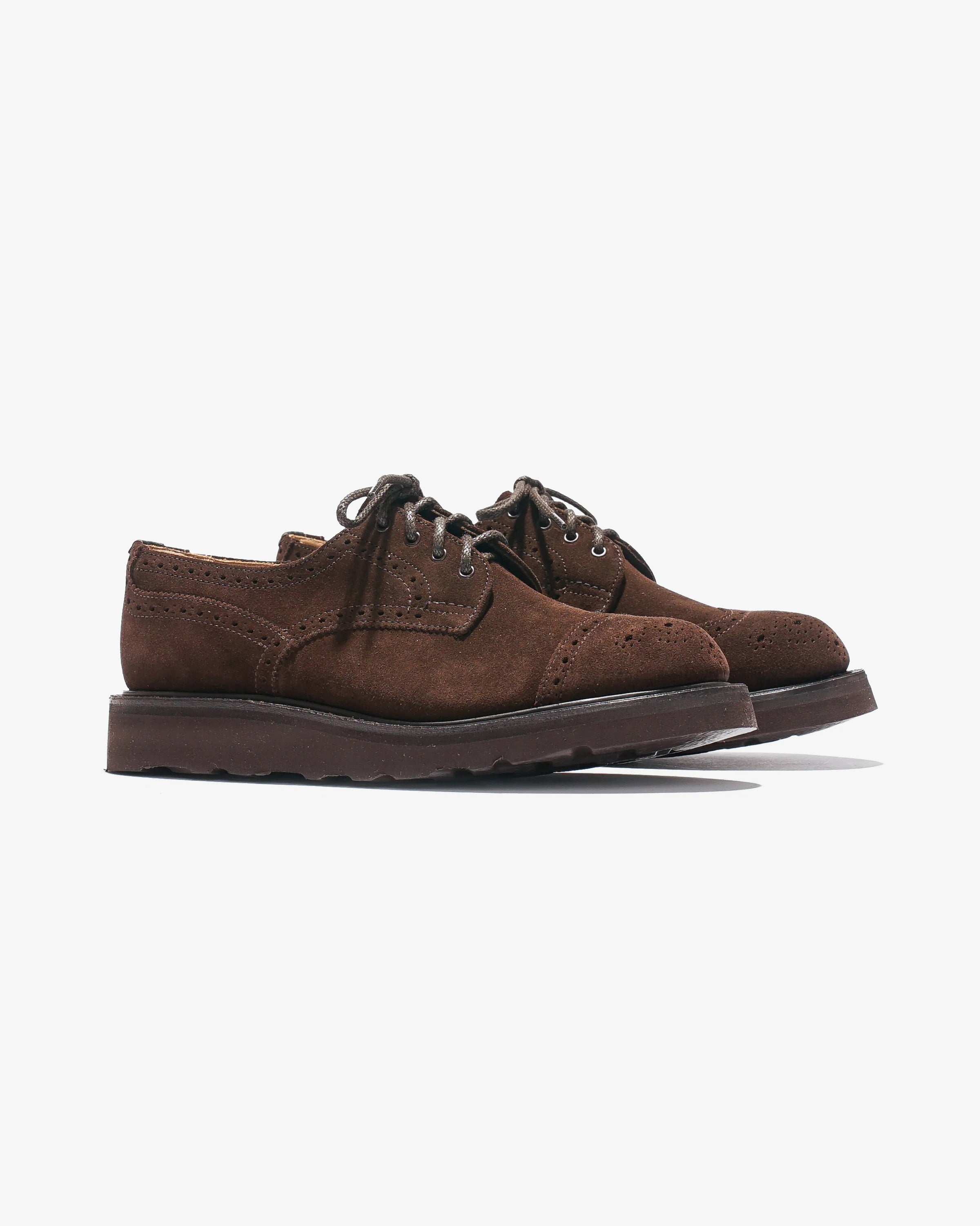 Tricker's x Nepenthes Asymmetric Gibson Brogues - Moreflex Sole - Brown Suede – Tricker's x Nepenthes – Nepenthes London
