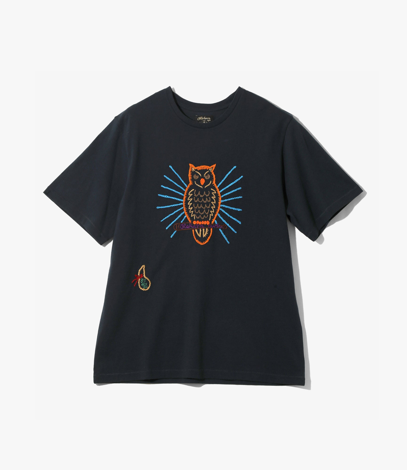 Short Sleeve T-Shirt – Navy 'Owl' Embroidery