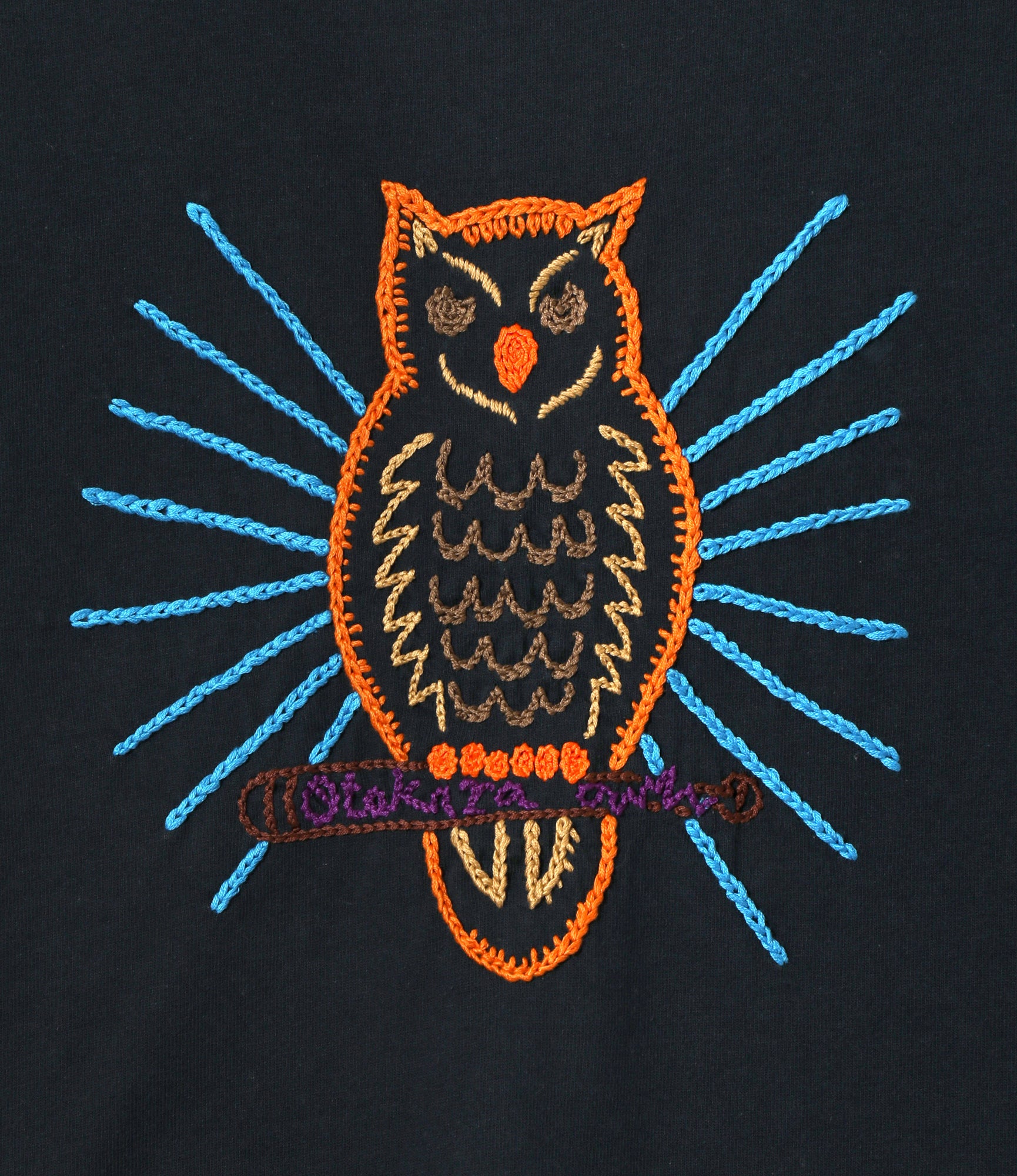 Short Sleeve T-Shirt – Navy 'Owl' Embroidery