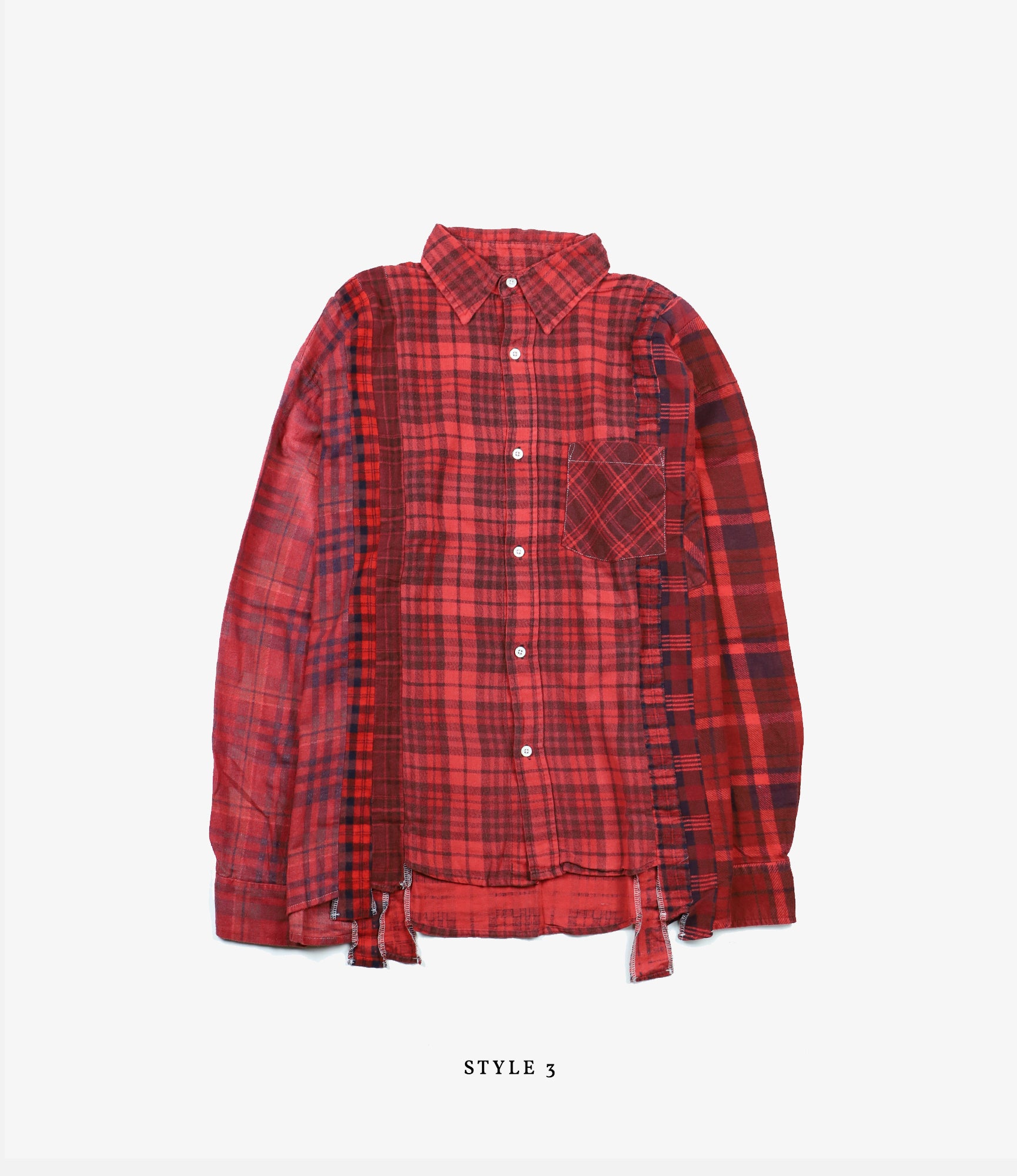 7 Cuts Wide Shirt – Red Overdyed Flannel