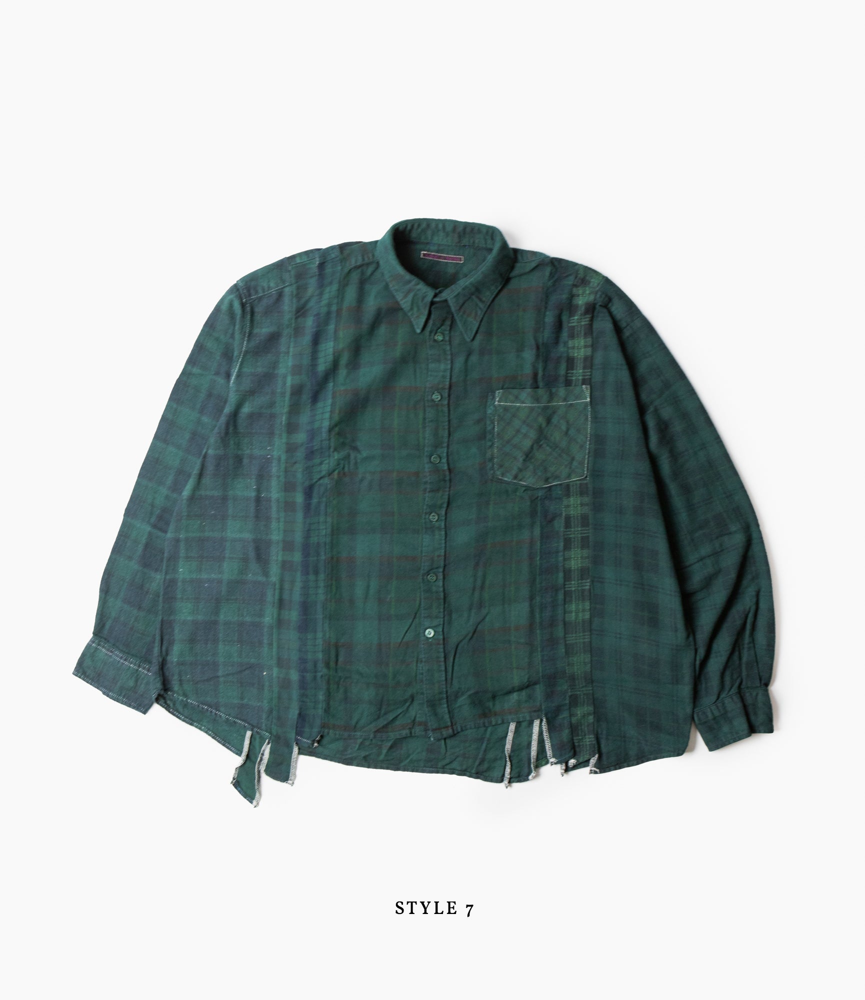 7 Cuts Wide Shirt – Green Overdyed Flannel