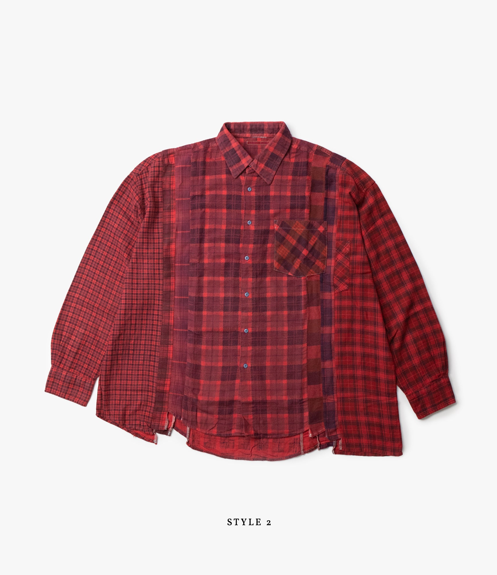7 Cuts Wide Shirt – Red Overdyed Flannel