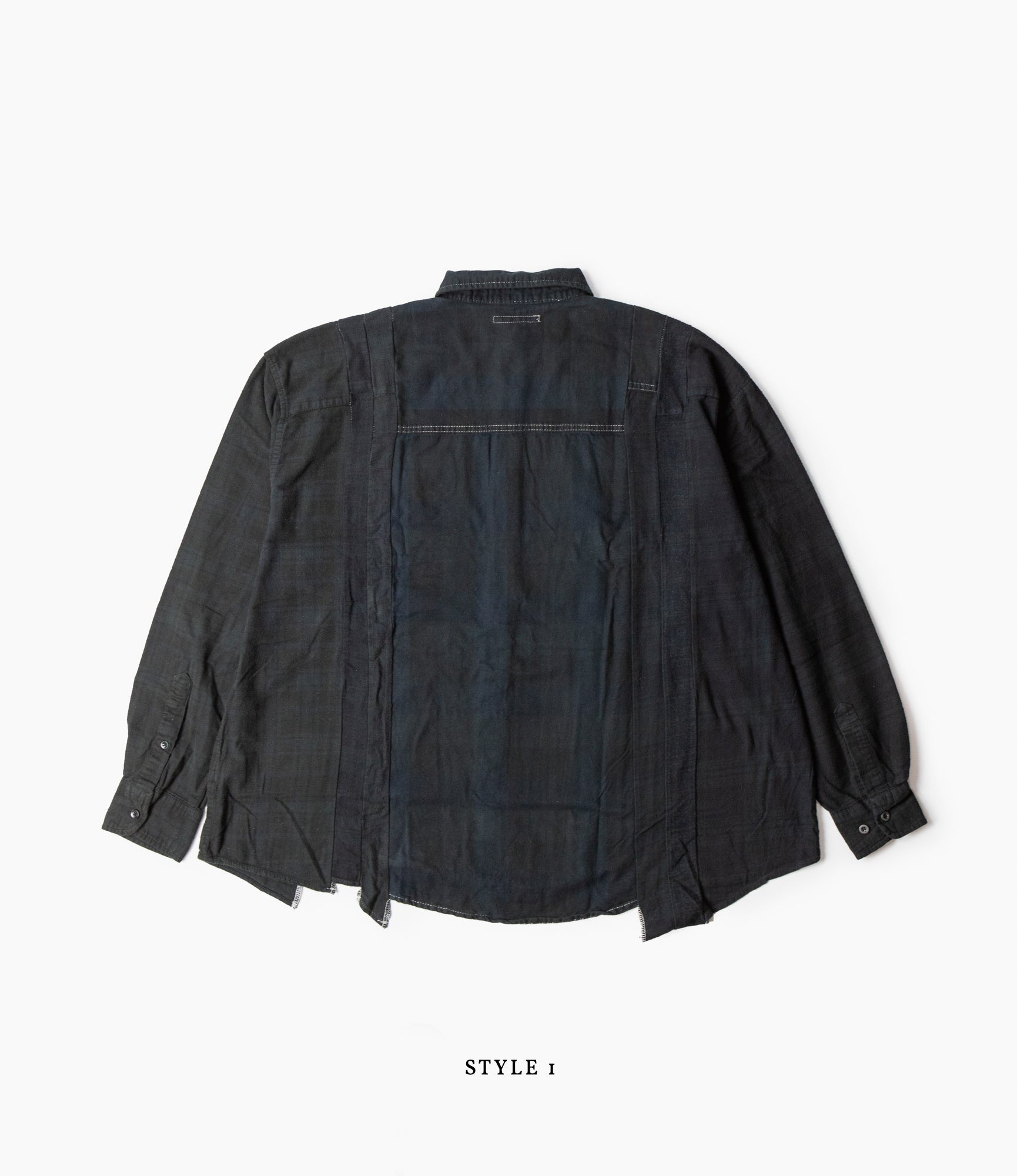 7 Cuts Wide Shirt – Black Overdyed Flannel