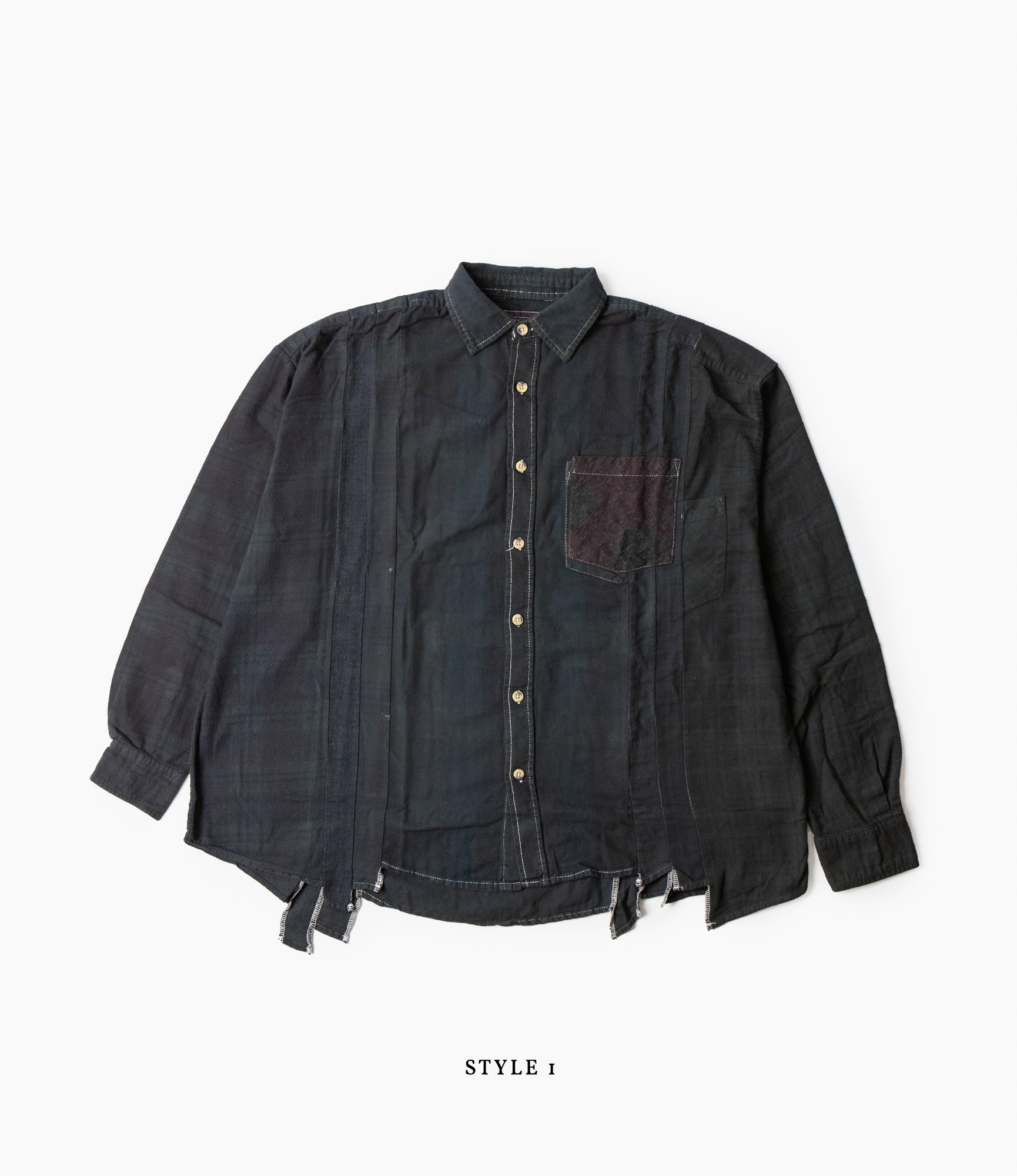 7 Cuts Wide Shirt – Black Overdyed Flannel