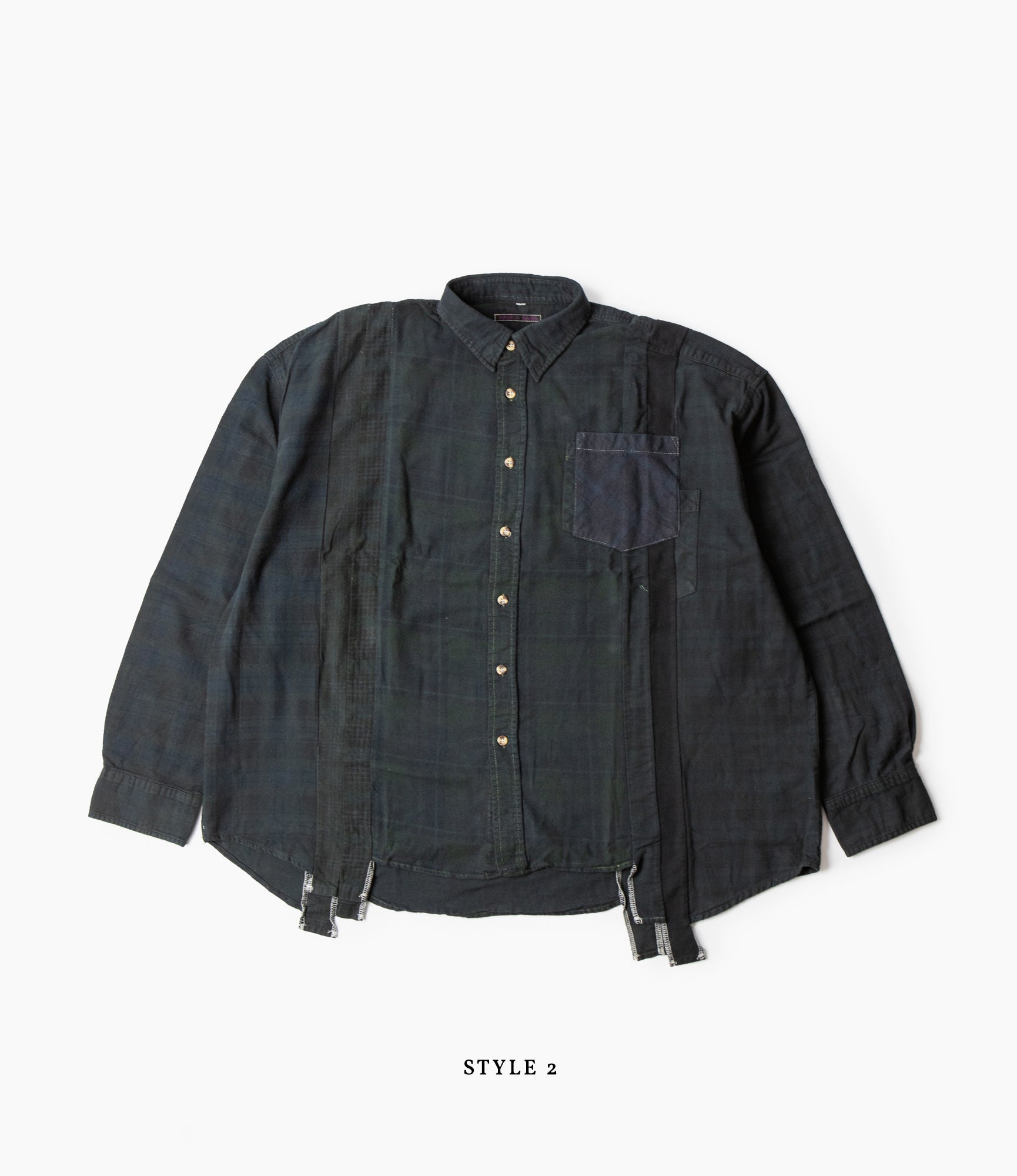 7 Cuts Wide Shirt – Black Overdyed Flannel