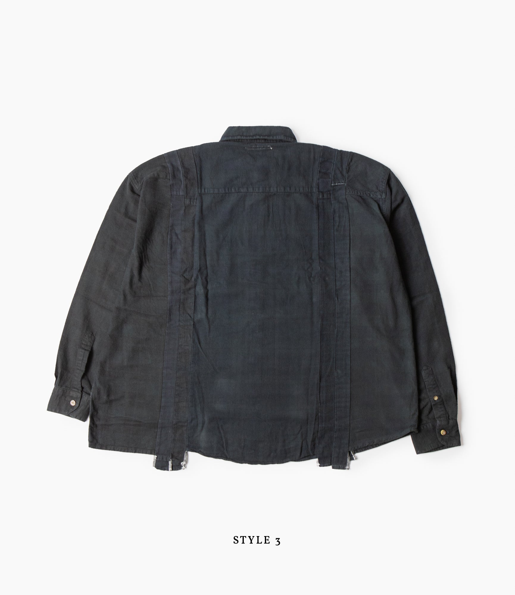 7 Cuts Wide Shirt – Black Overdyed Flannel