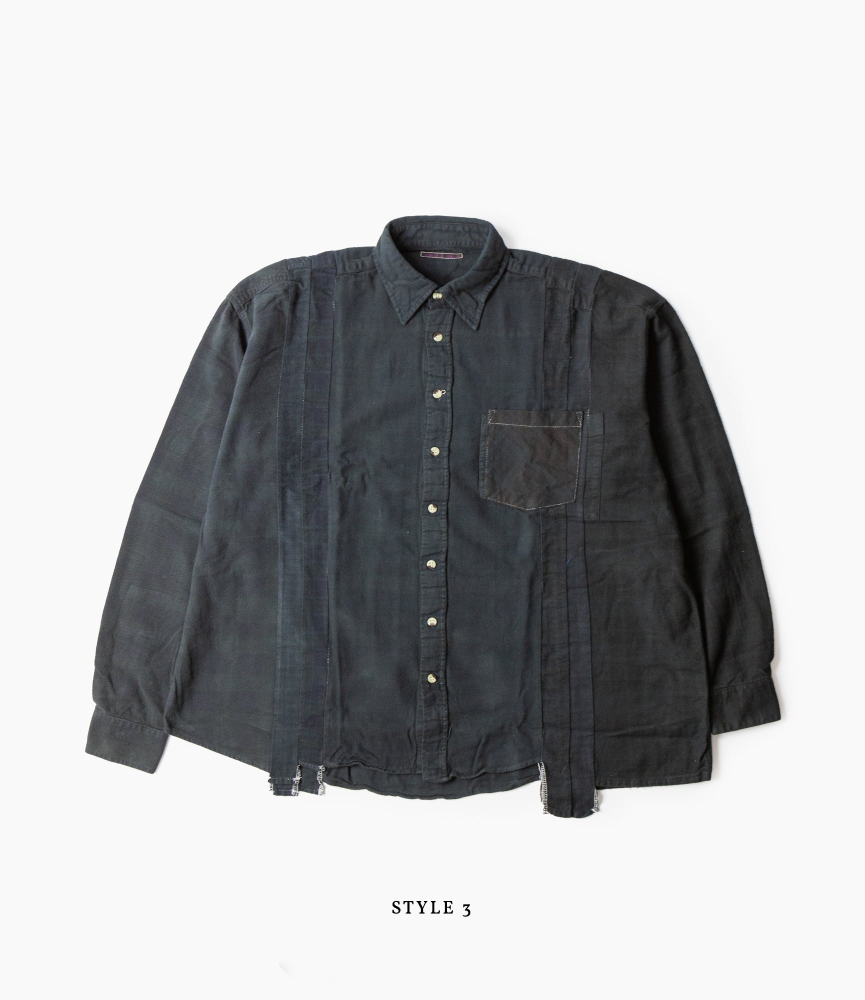 7 Cuts Wide Shirt – Black Overdyed Flannel