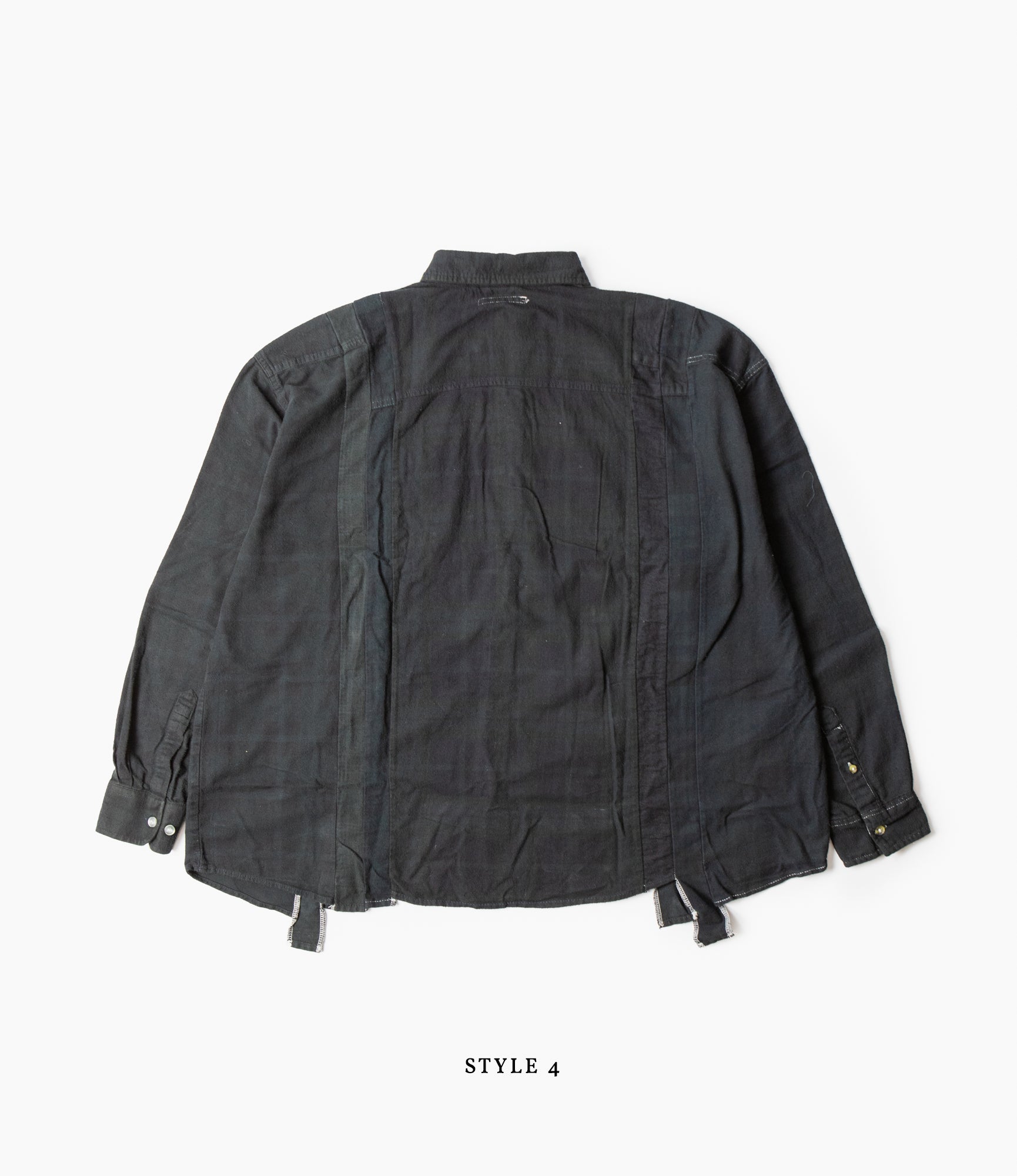 7 Cuts Wide Shirt – Black Overdyed Flannel