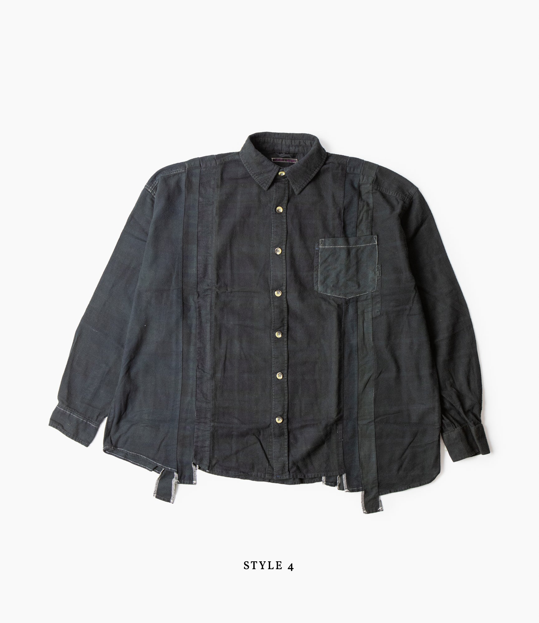 7 Cuts Wide Shirt – Black Overdyed Flannel