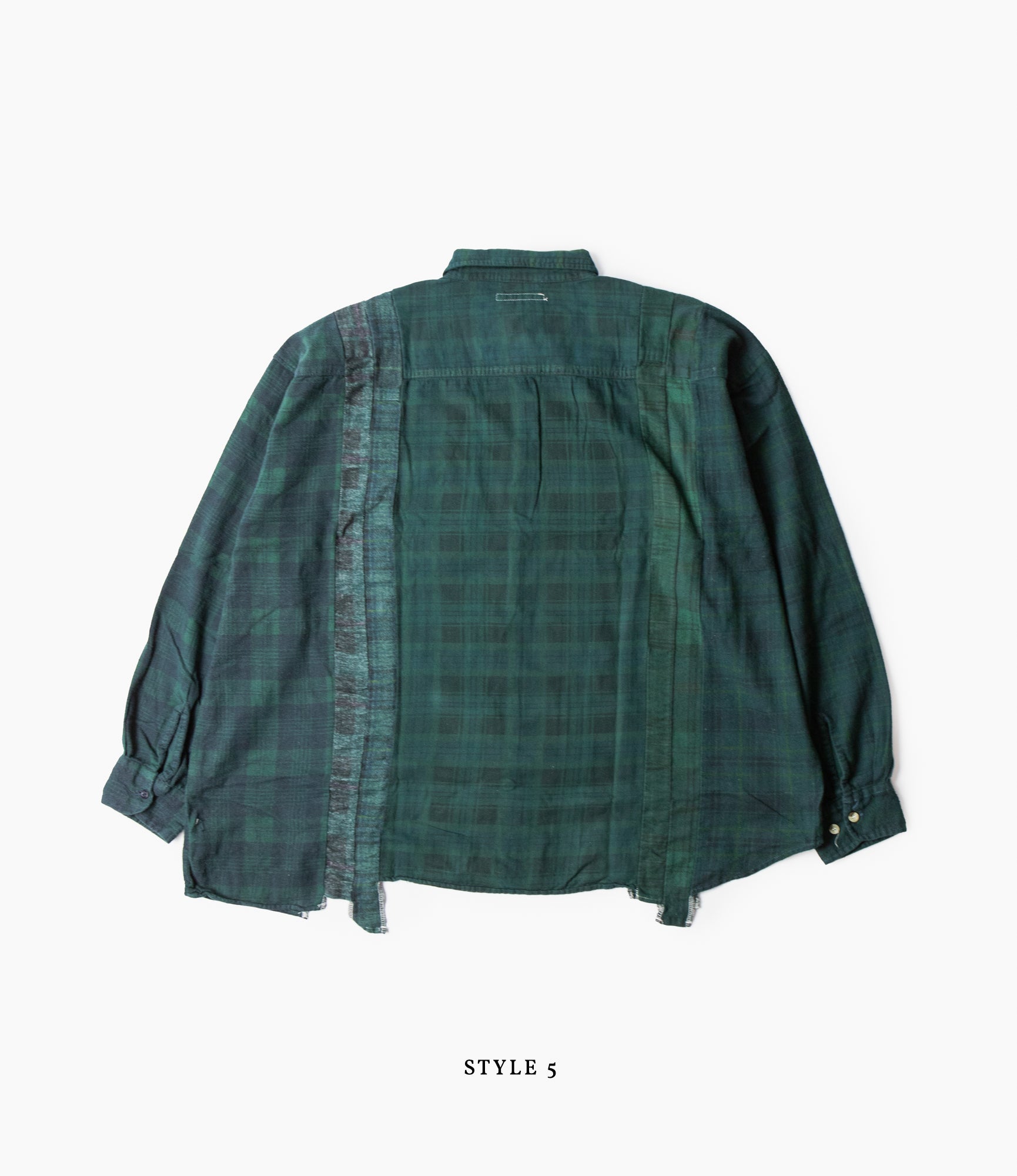 7 Cuts Wide Shirt – Green Overdyed Flannel