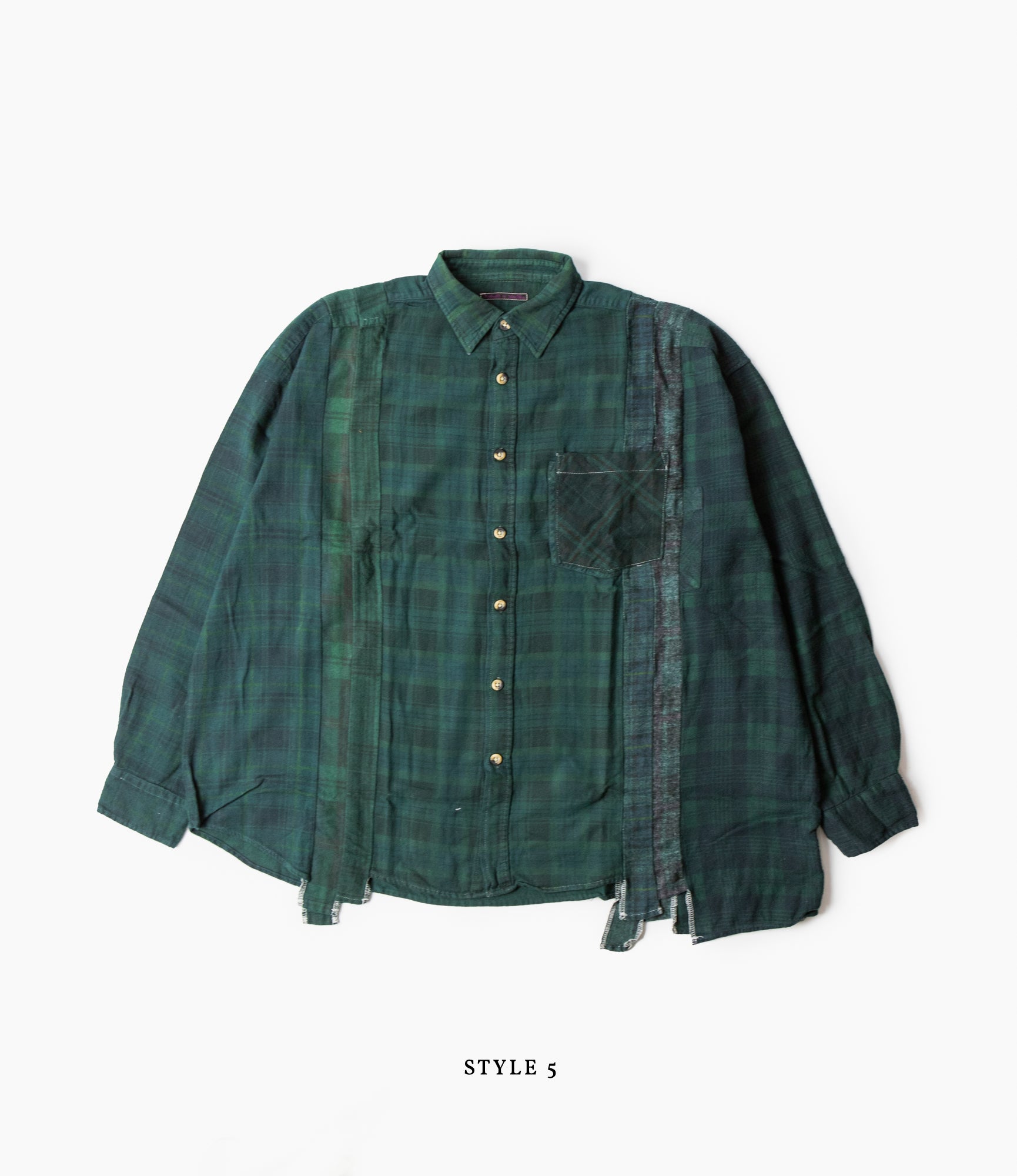 7 Cuts Wide Shirt – Green Overdyed Flannel