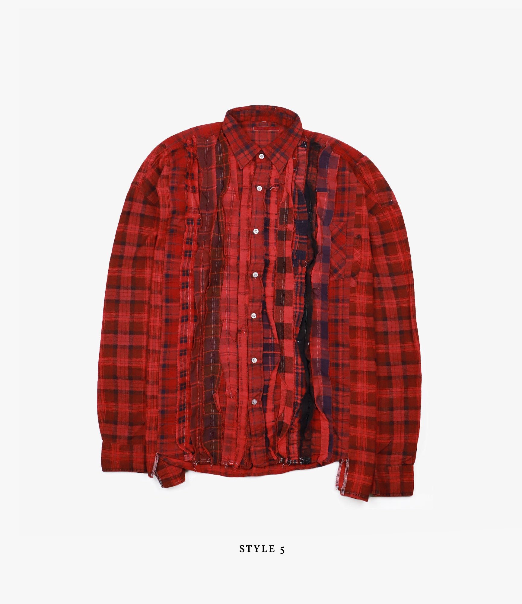 Wide Ribbon Shirt – Red Overdyed Flannel