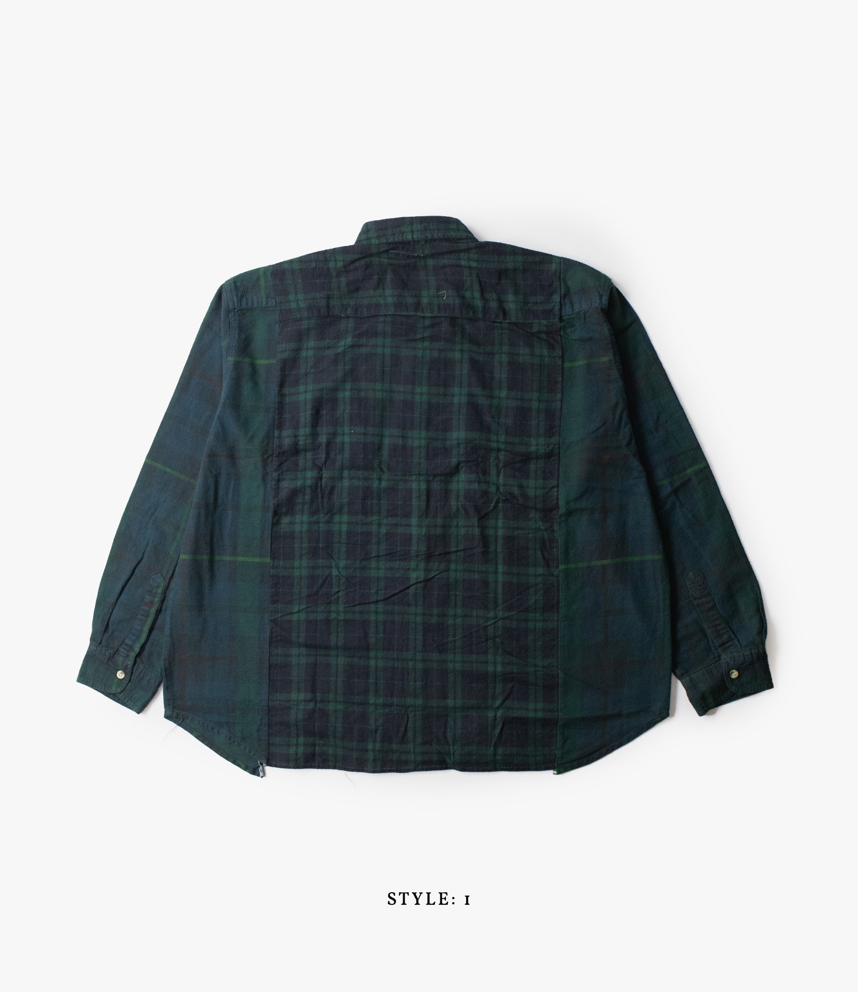 Wide Ribbon Shirt – Green Overdyed Flannel