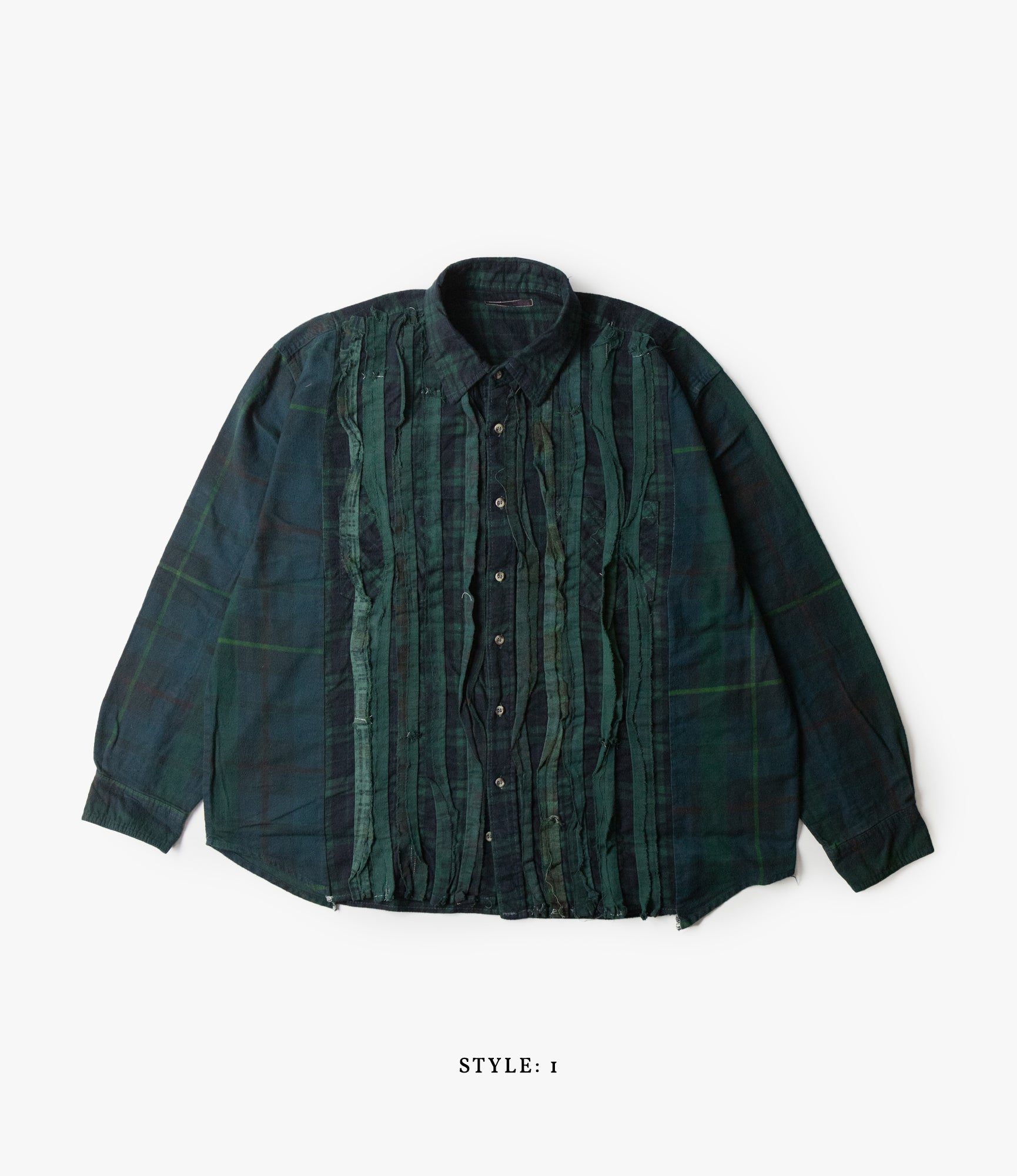 Wide Ribbon Shirt – Green Overdyed Flannel