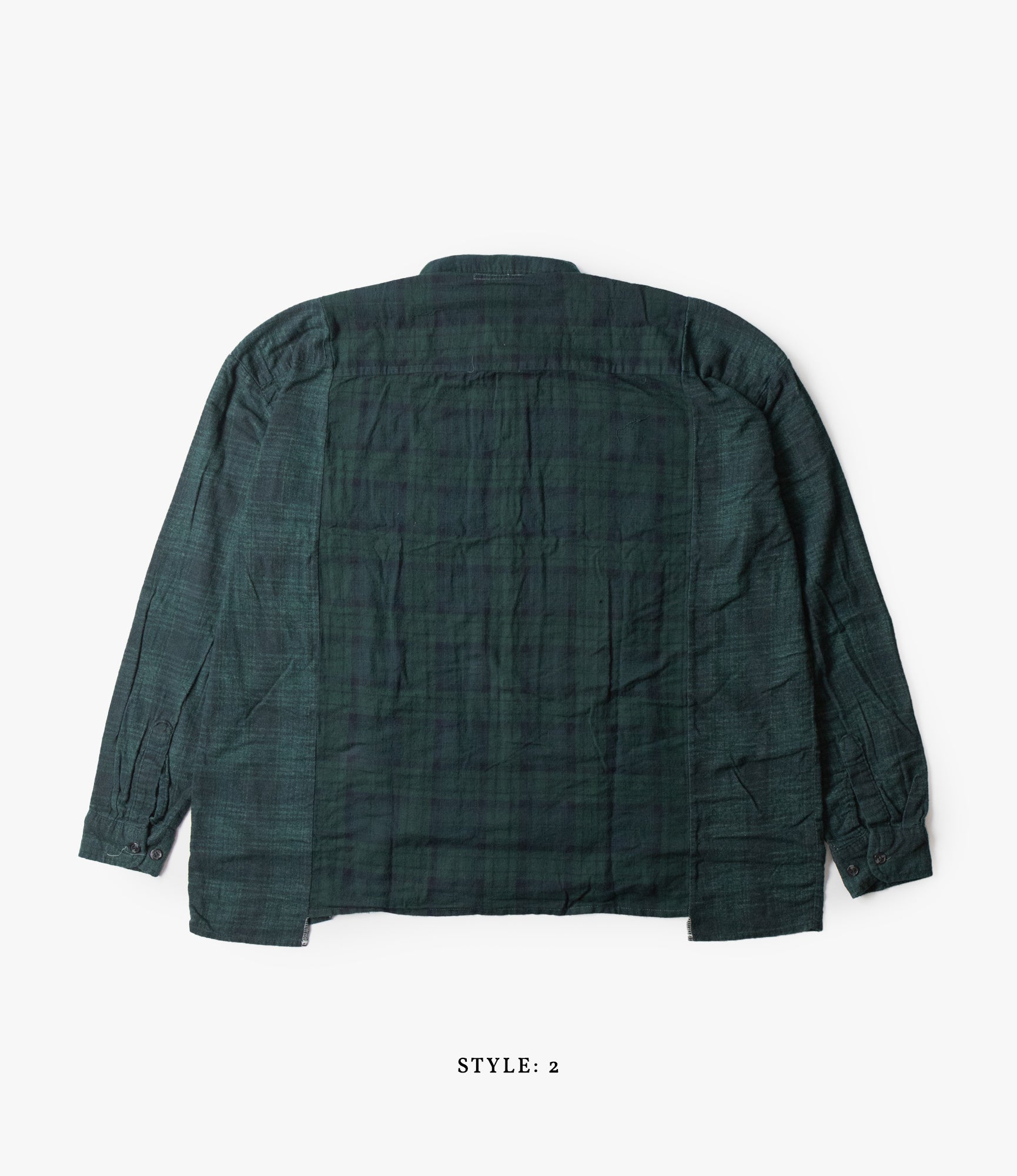 Wide Ribbon Shirt – Green Overdyed Flannel