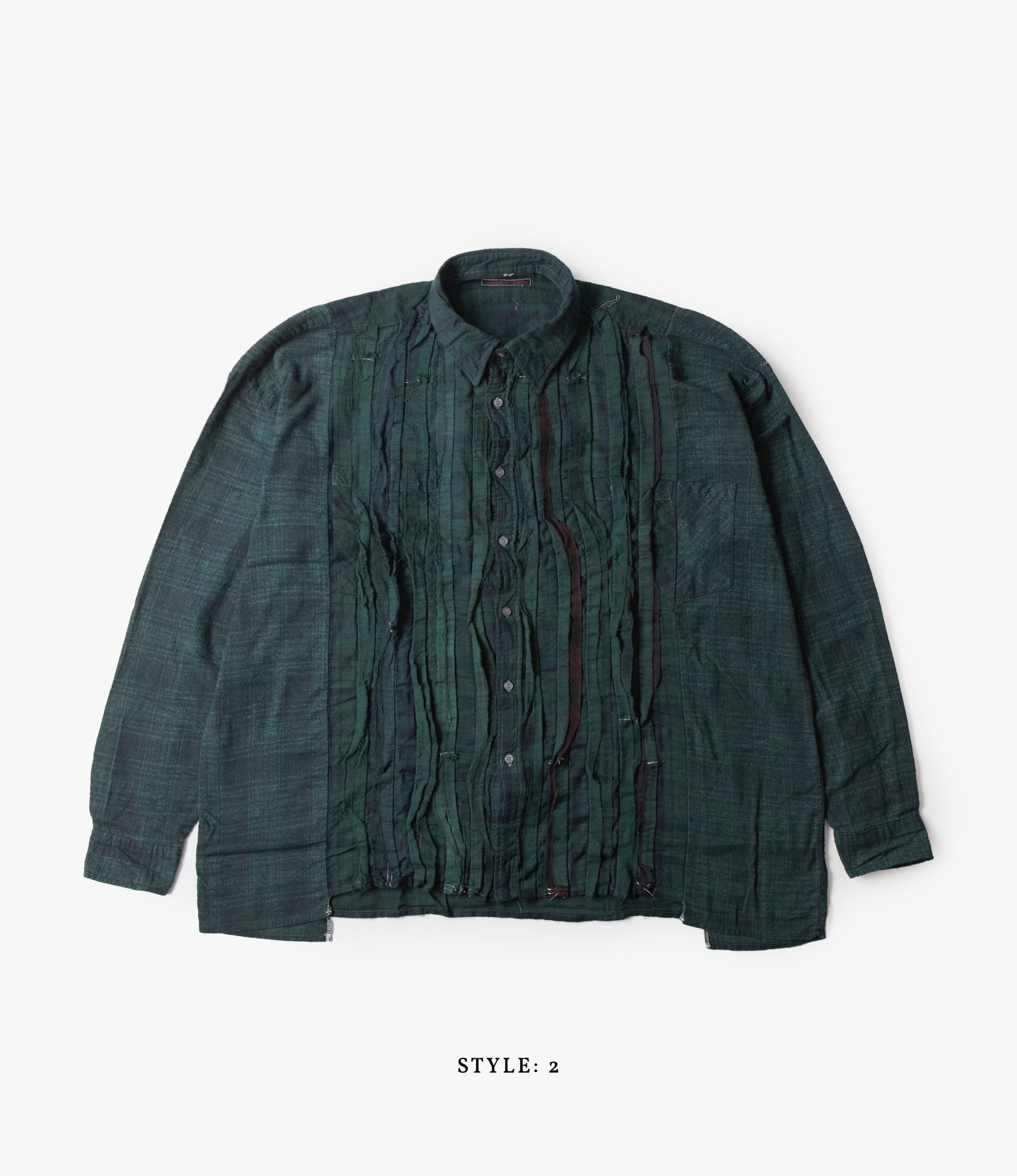 Wide Ribbon Shirt – Green Overdyed Flannel