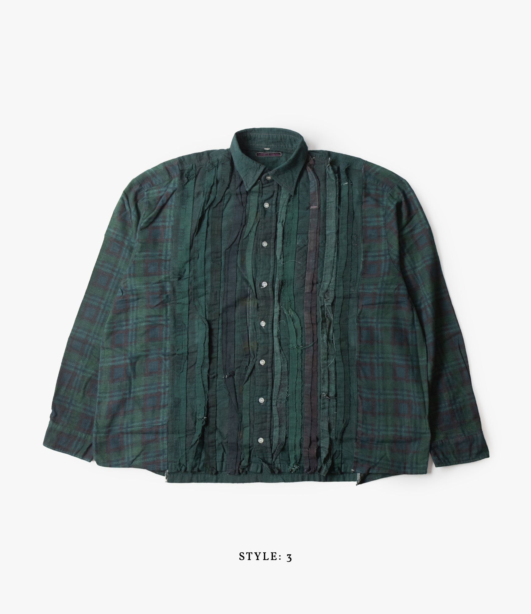 Wide Ribbon Shirt – Green Overdyed Flannel