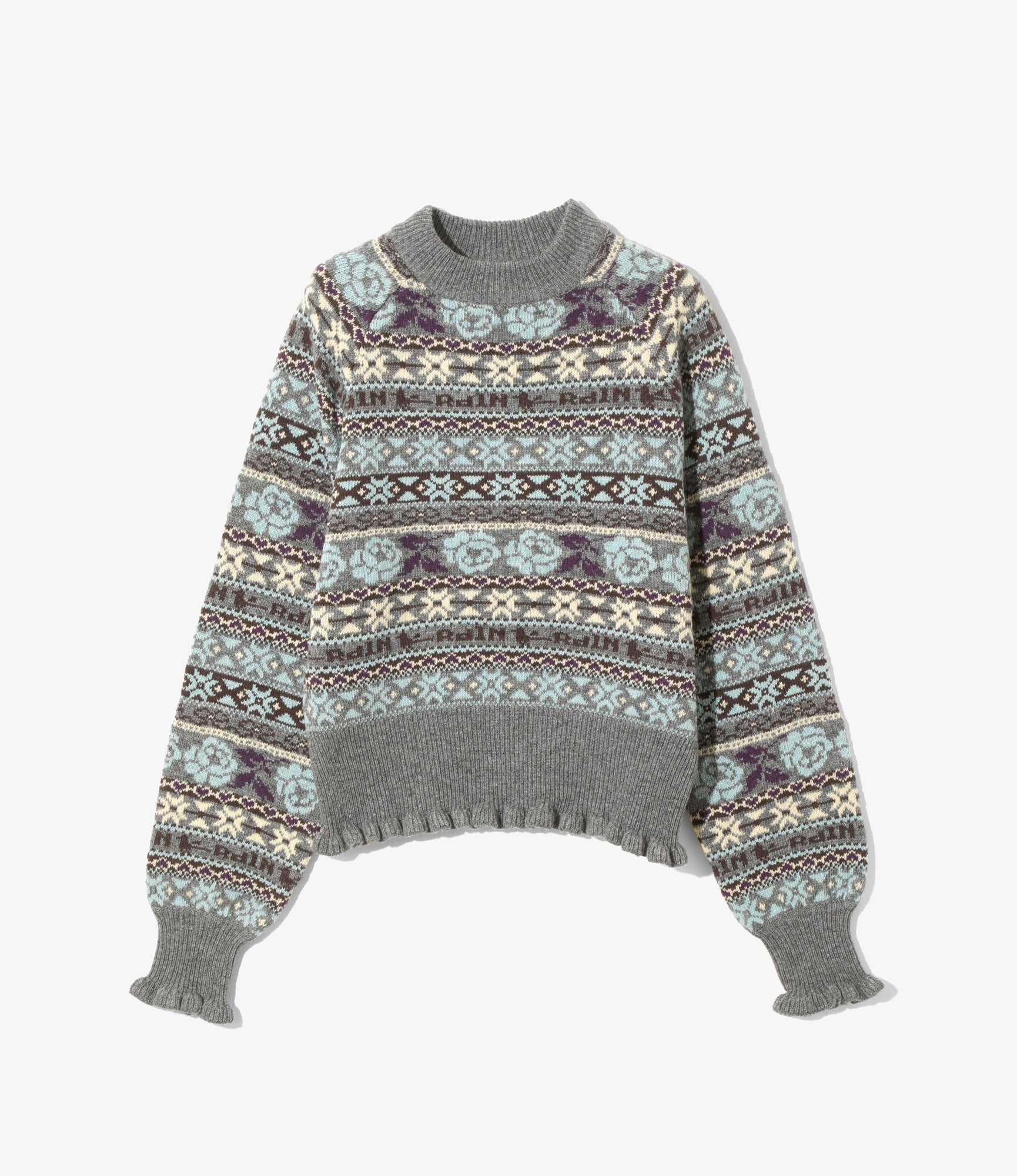 Fair Isle Frill Sweater – Heather Grey