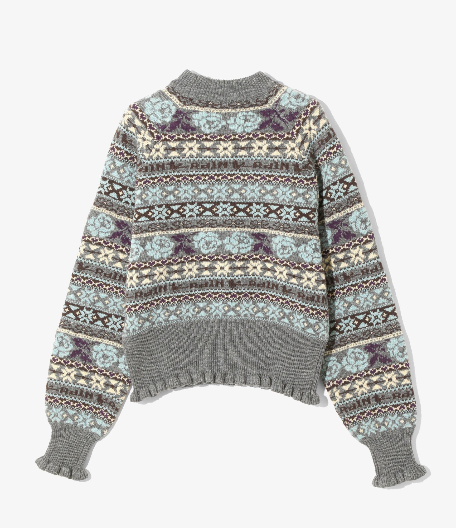 Fair Isle Frill Sweater – Heather Grey