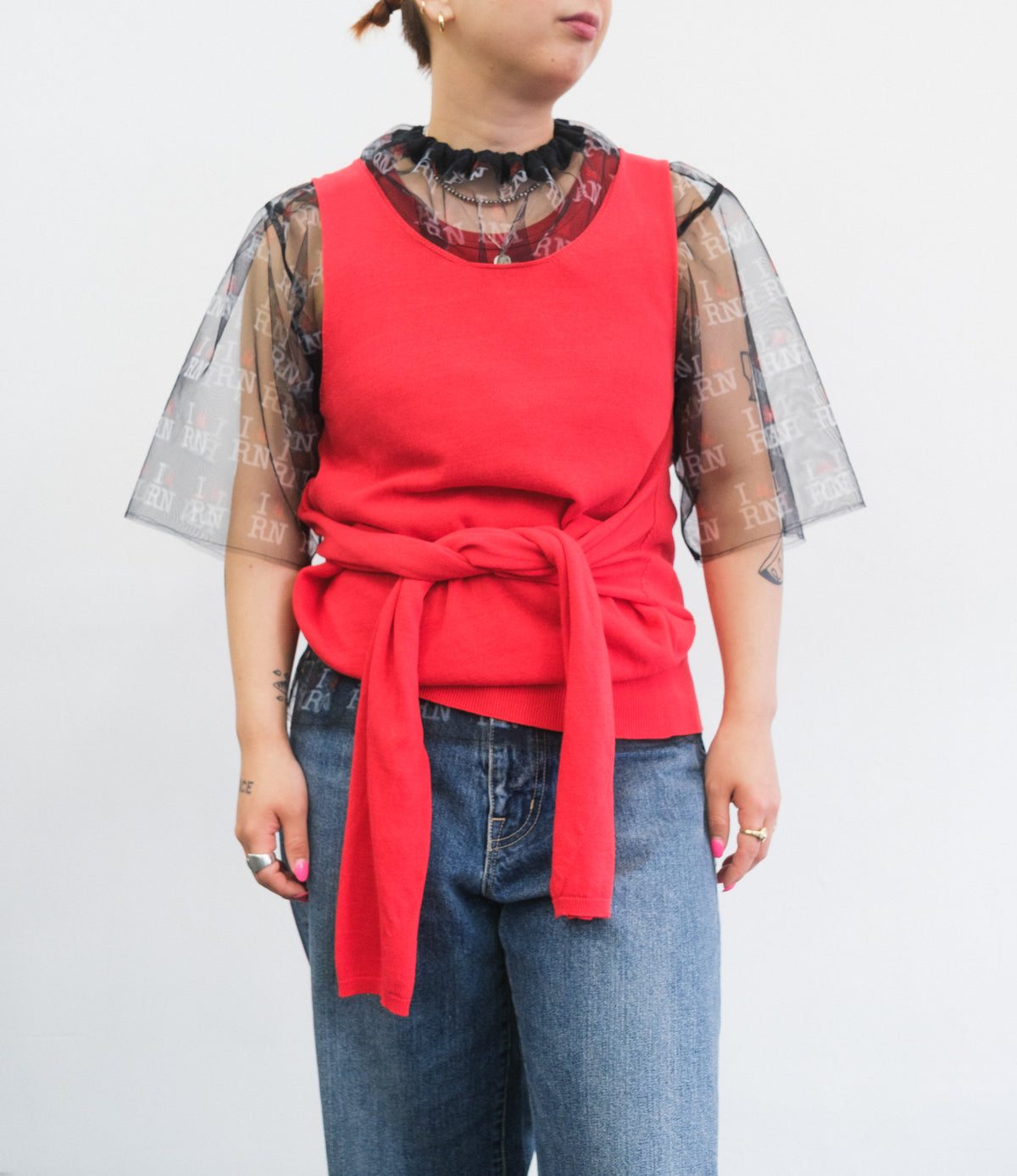Knot Tank Top – Red Sheer | RhodolirioN | Nepenthes London