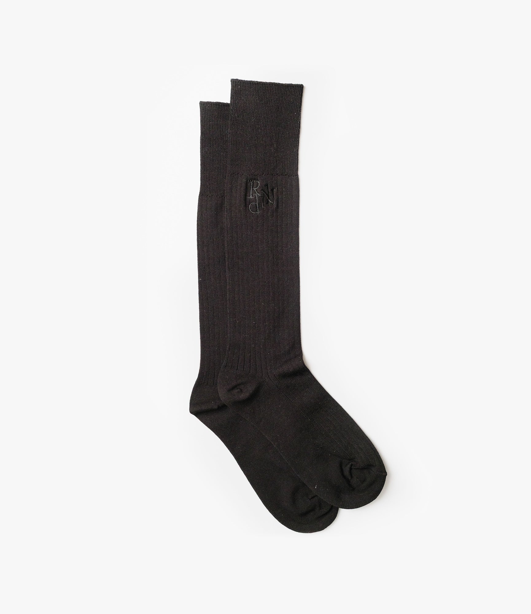 Monogrammed Ribbed Socks – Black