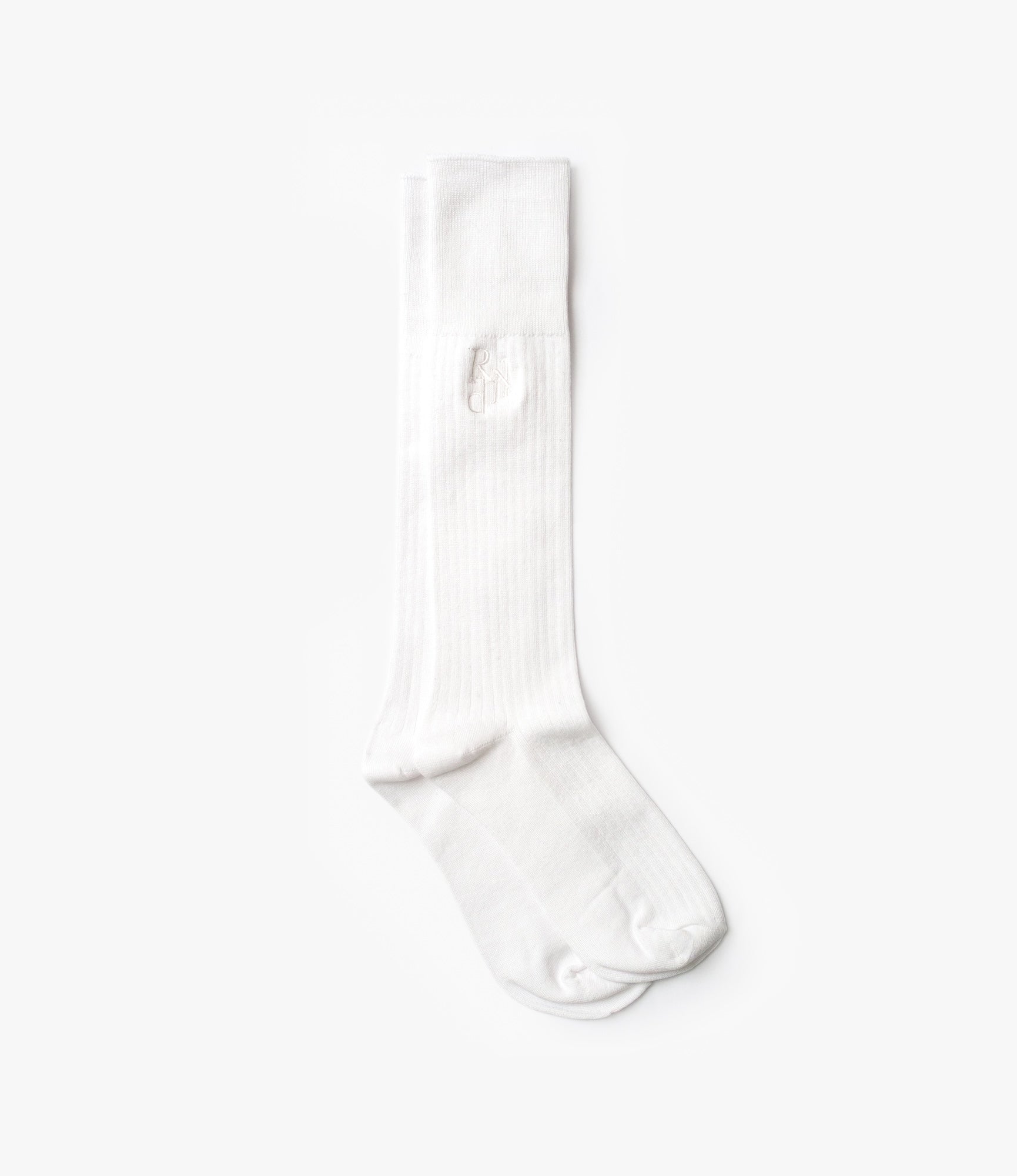 Monogrammed Ribbed Socks – White
