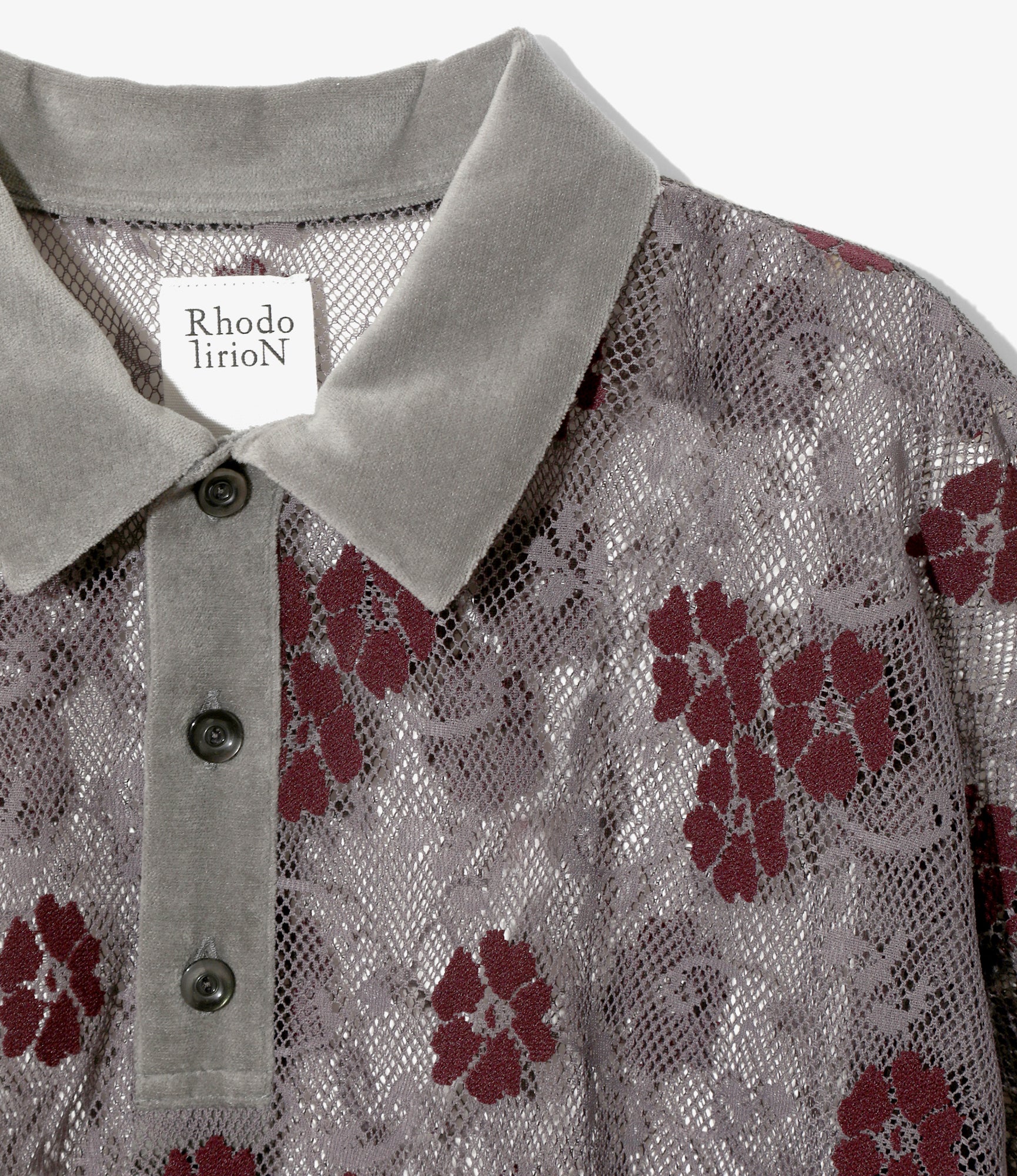 Polo Shirt – Grey Flower Lace