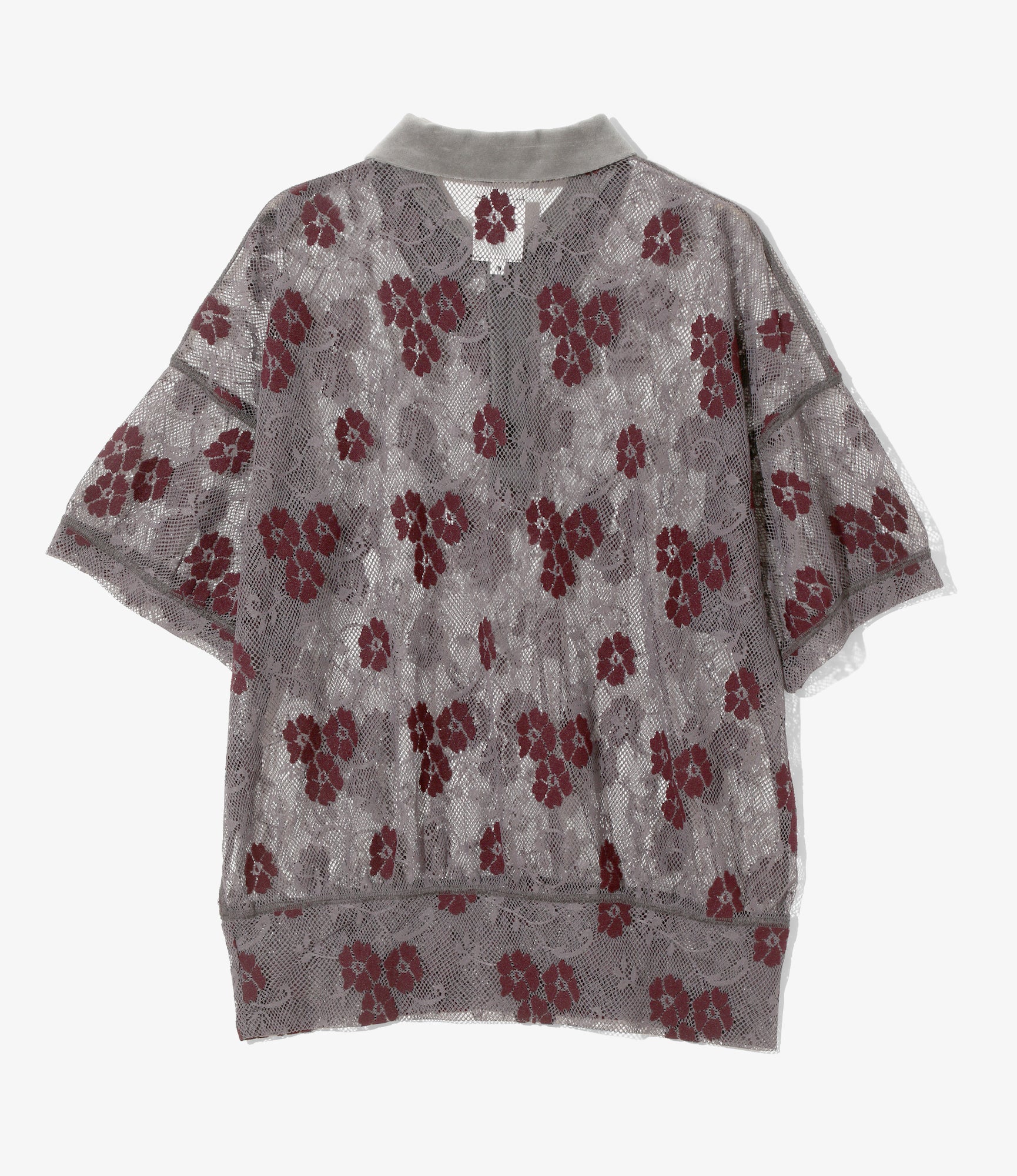Polo Shirt – Grey Flower Lace