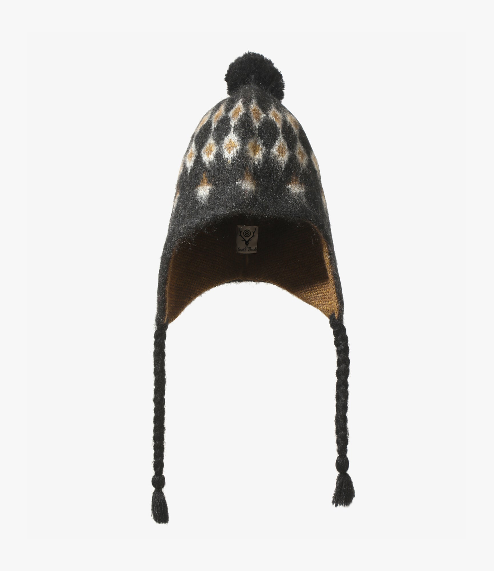Mohair Knit Cap - Black Nordic Pattern