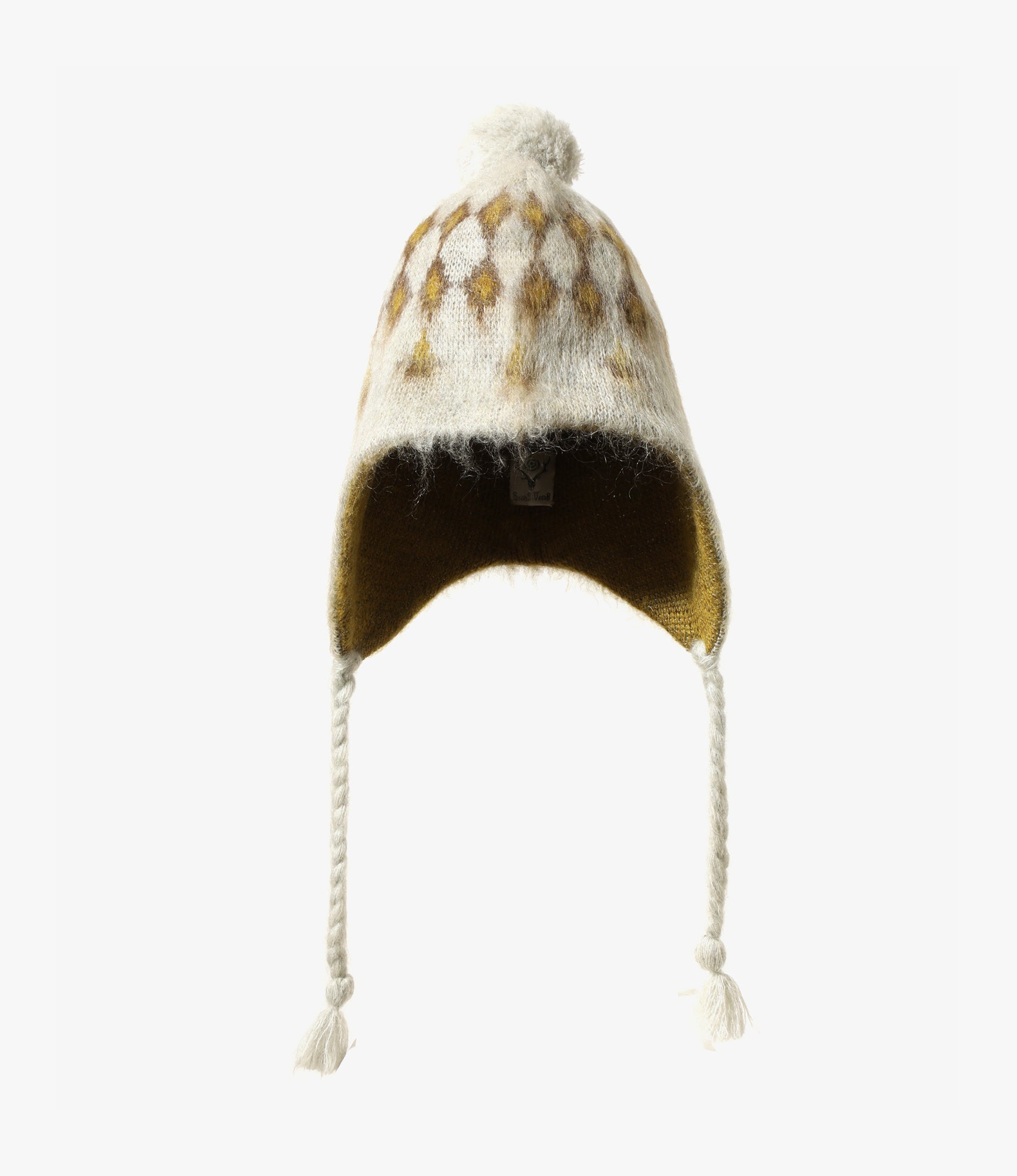 Mohair Knit Cap – Grey Nordic Pattern
