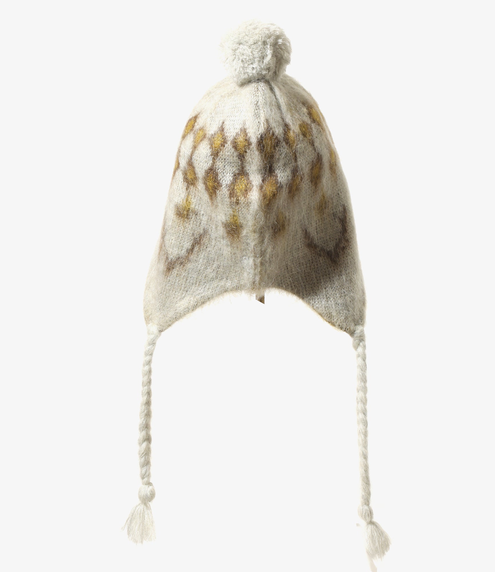 Mohair Knit Cap – Grey Nordic Pattern