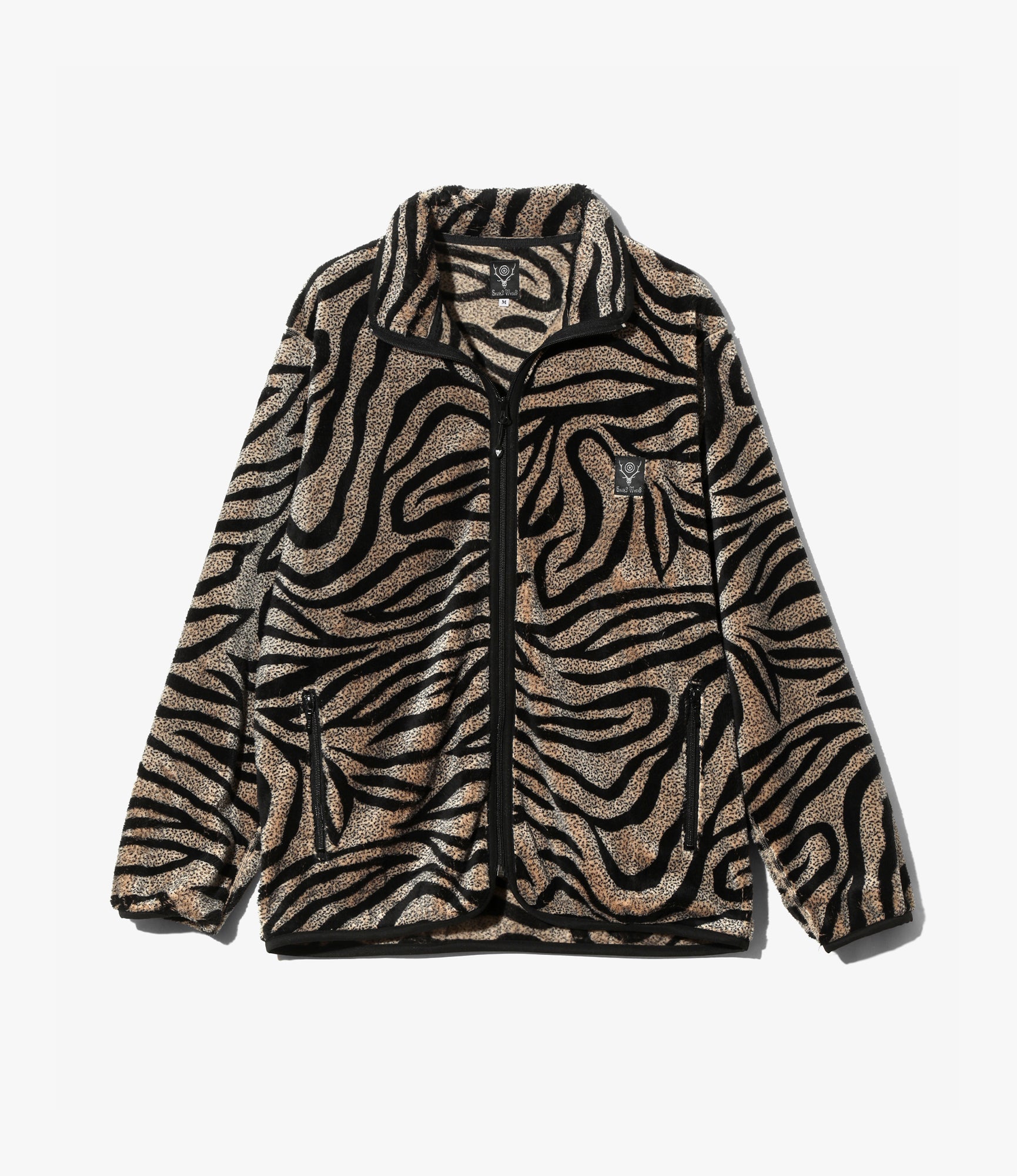 Piping Jacket – Beige Zebra Stripe Fleece