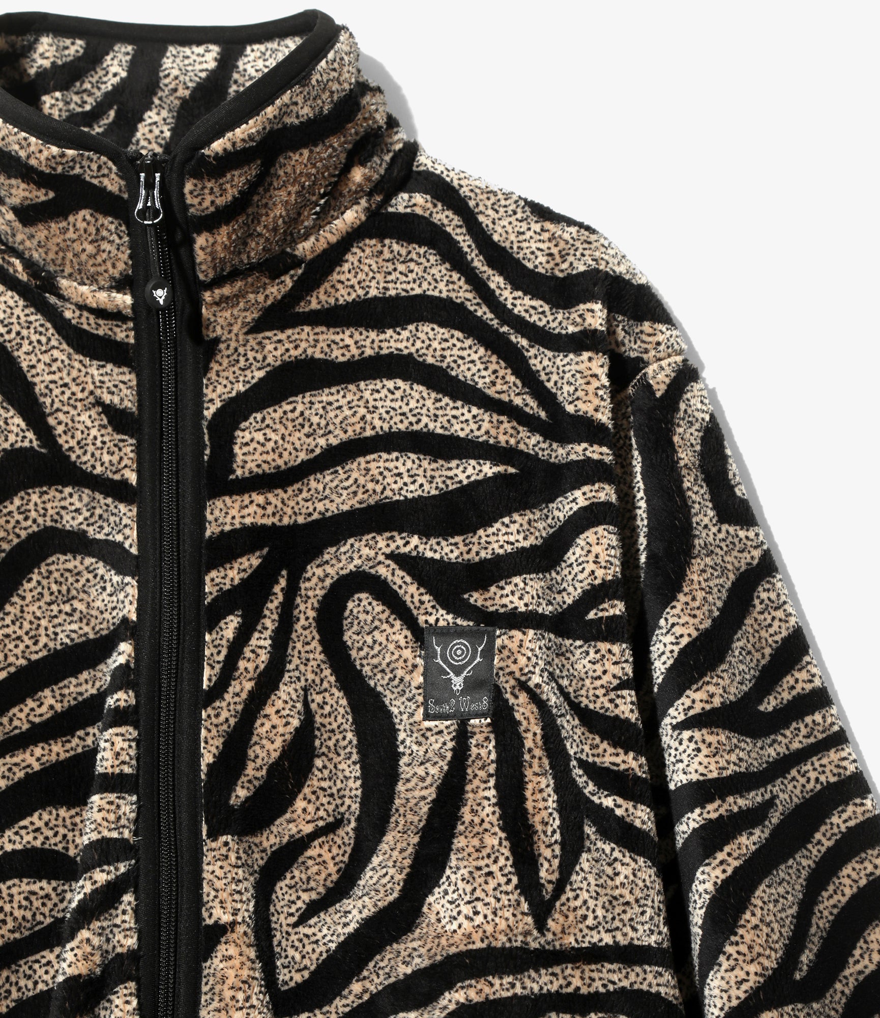 Piping Jacket – Beige Zebra Stripe Fleece