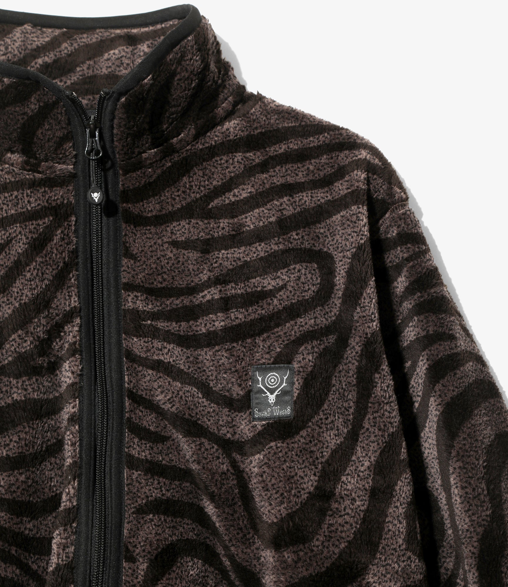 Piping Jacket – Mocha Zebra Stripe Fleece