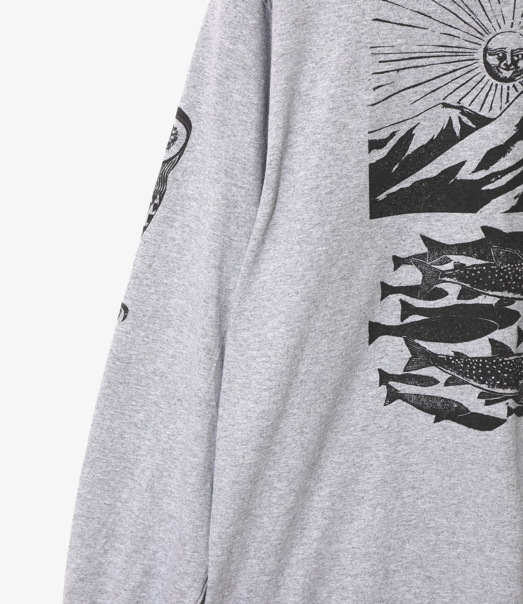 Long Sleeve T-Shirt – Grey Woodblock Print