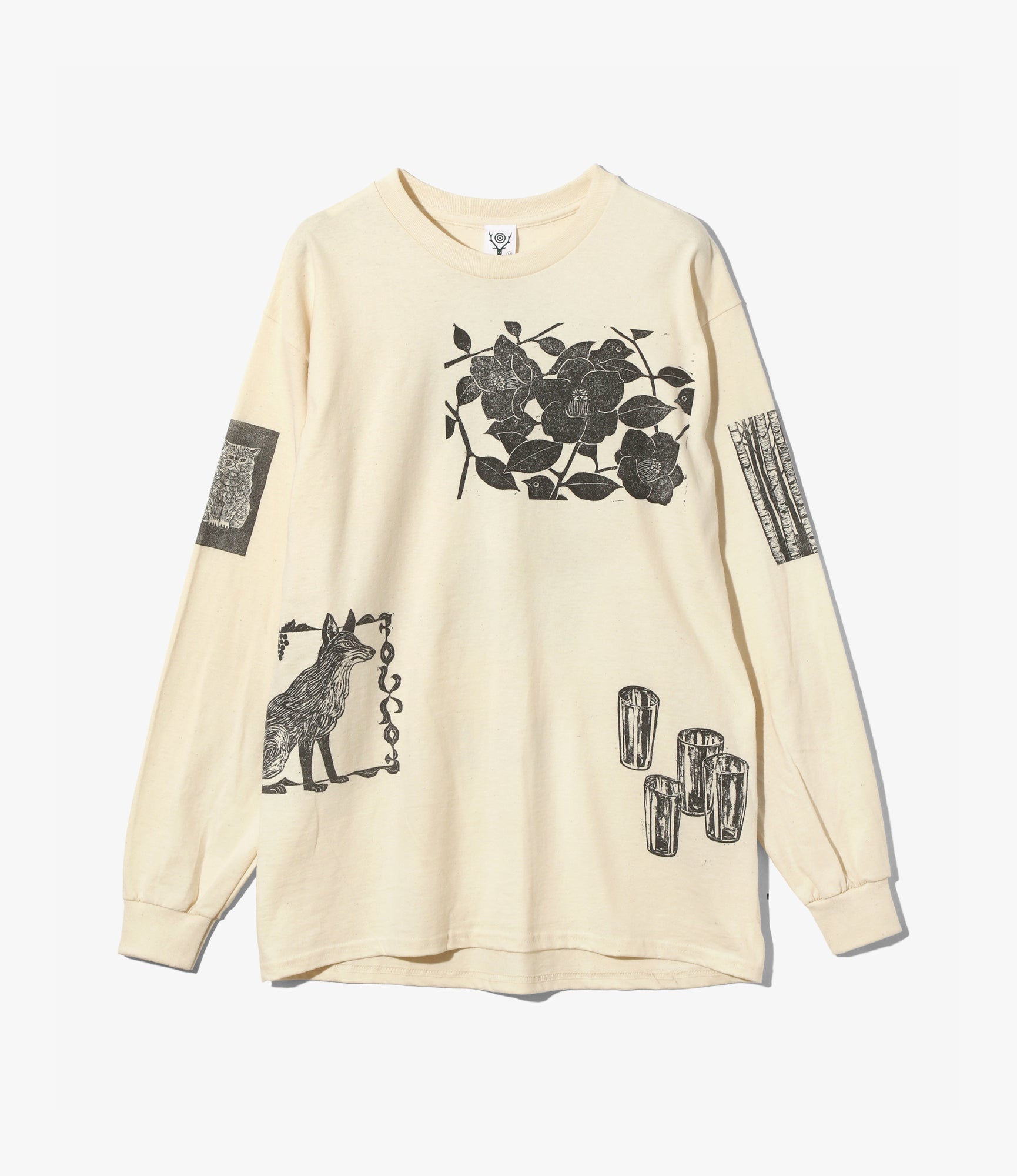 Long Sleeve T-Shirt – Natural Woodblock Print