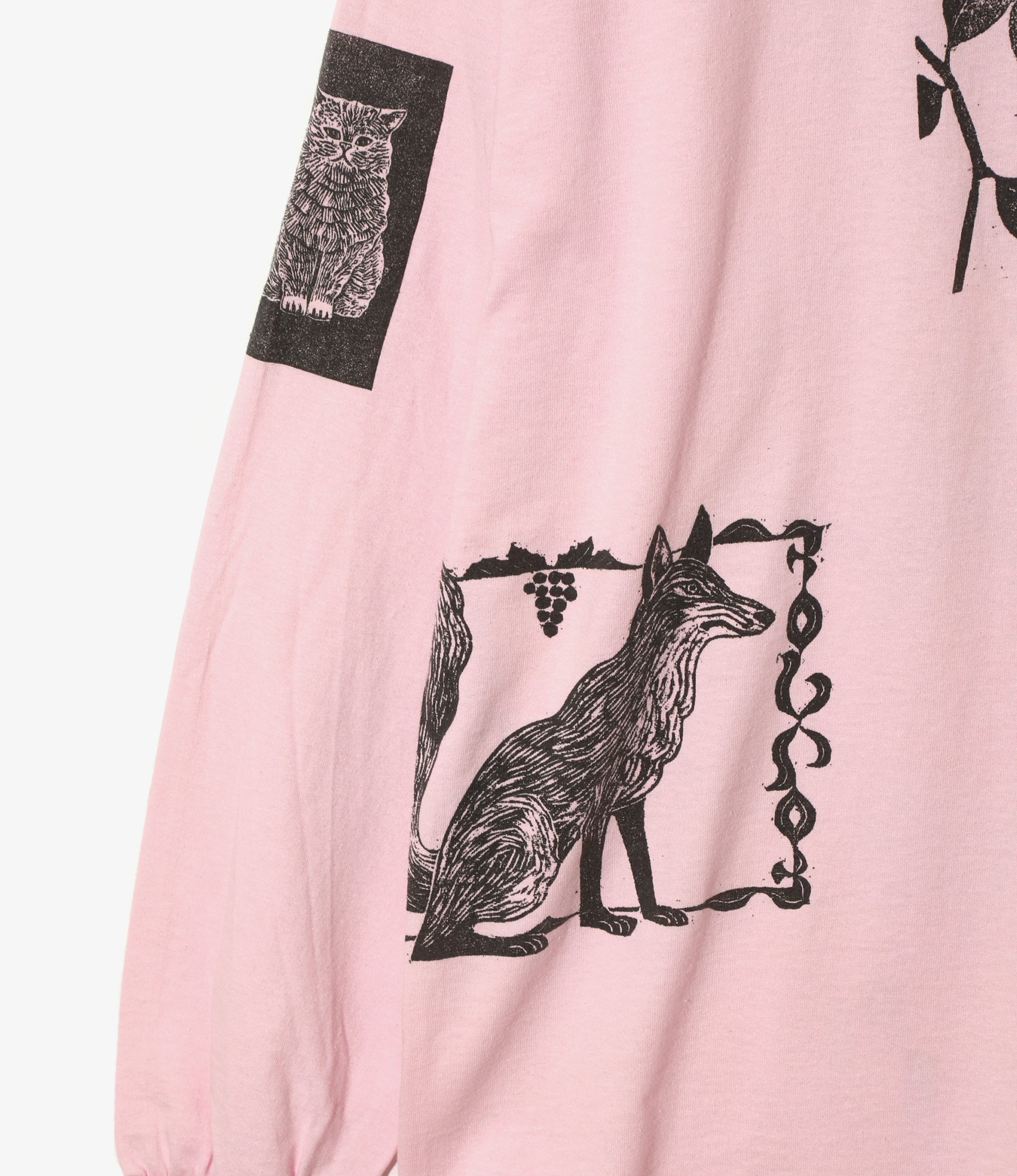 Long Sleeve T-Shirt – Pink Woodblock Print